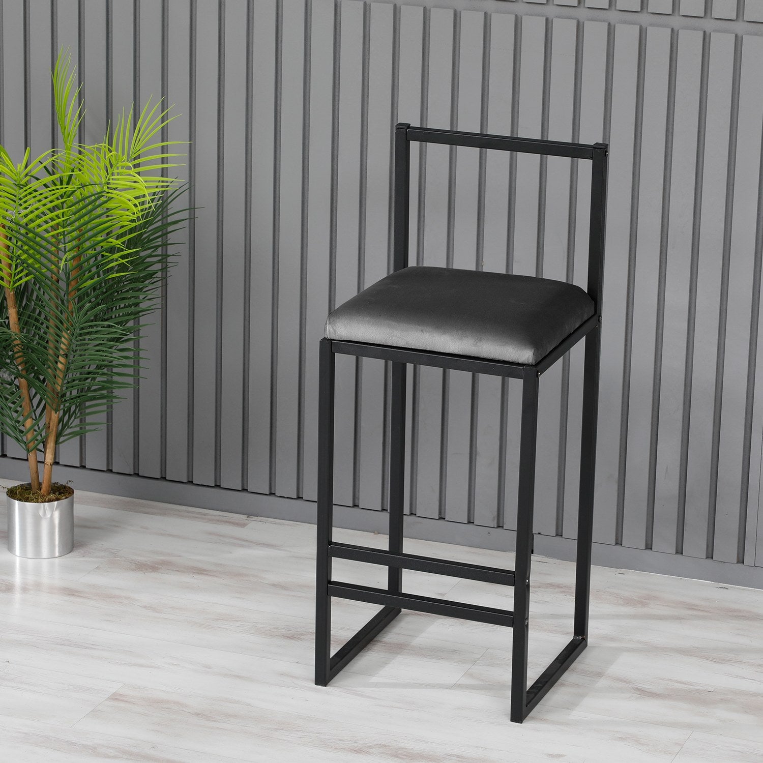Taburete Malko gris oscuro 35x35x80cm