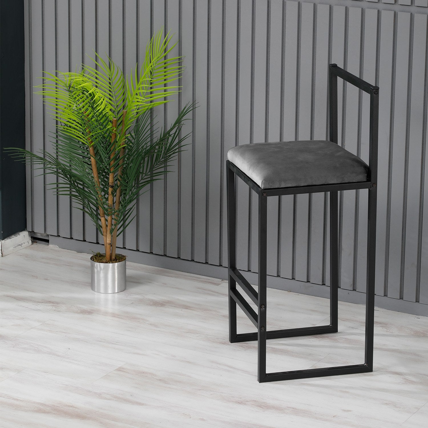 Taburete Malko gris oscuro 35x35x80cm