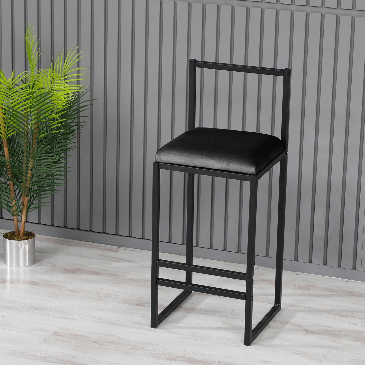 Taburete Malko negro 35x35x80cm