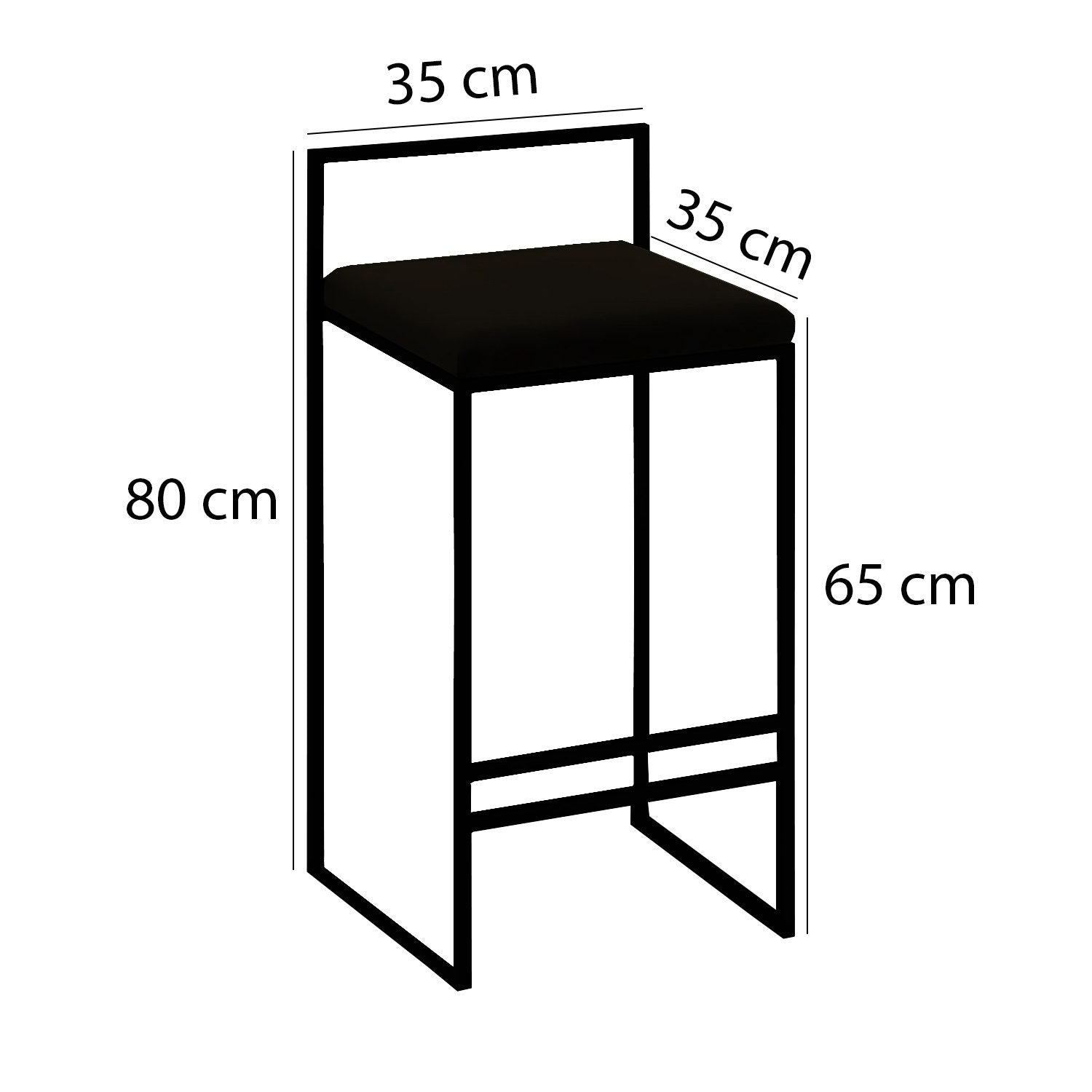 Taburete Malko negro 35x35x80cm