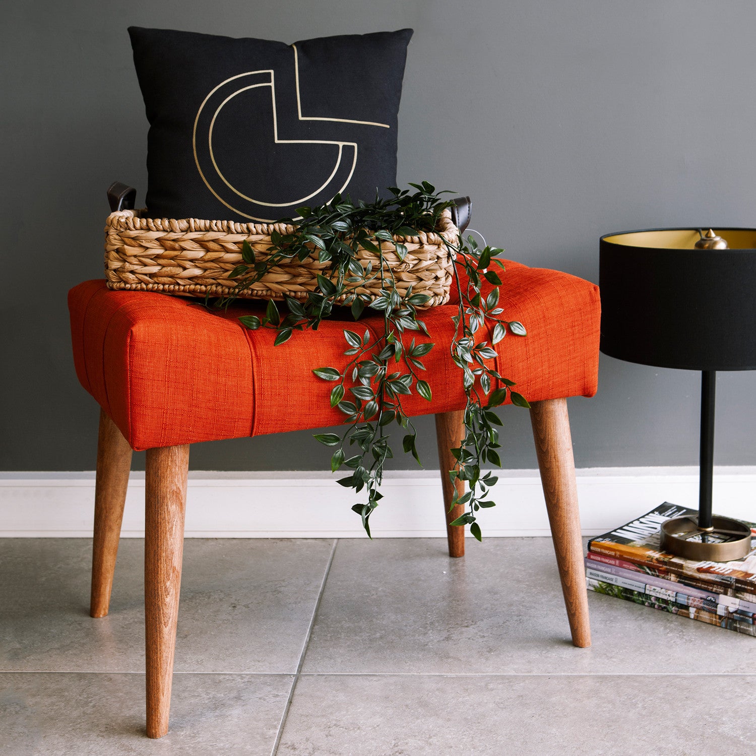 Banqueta Brive naranja 58x40x45cm