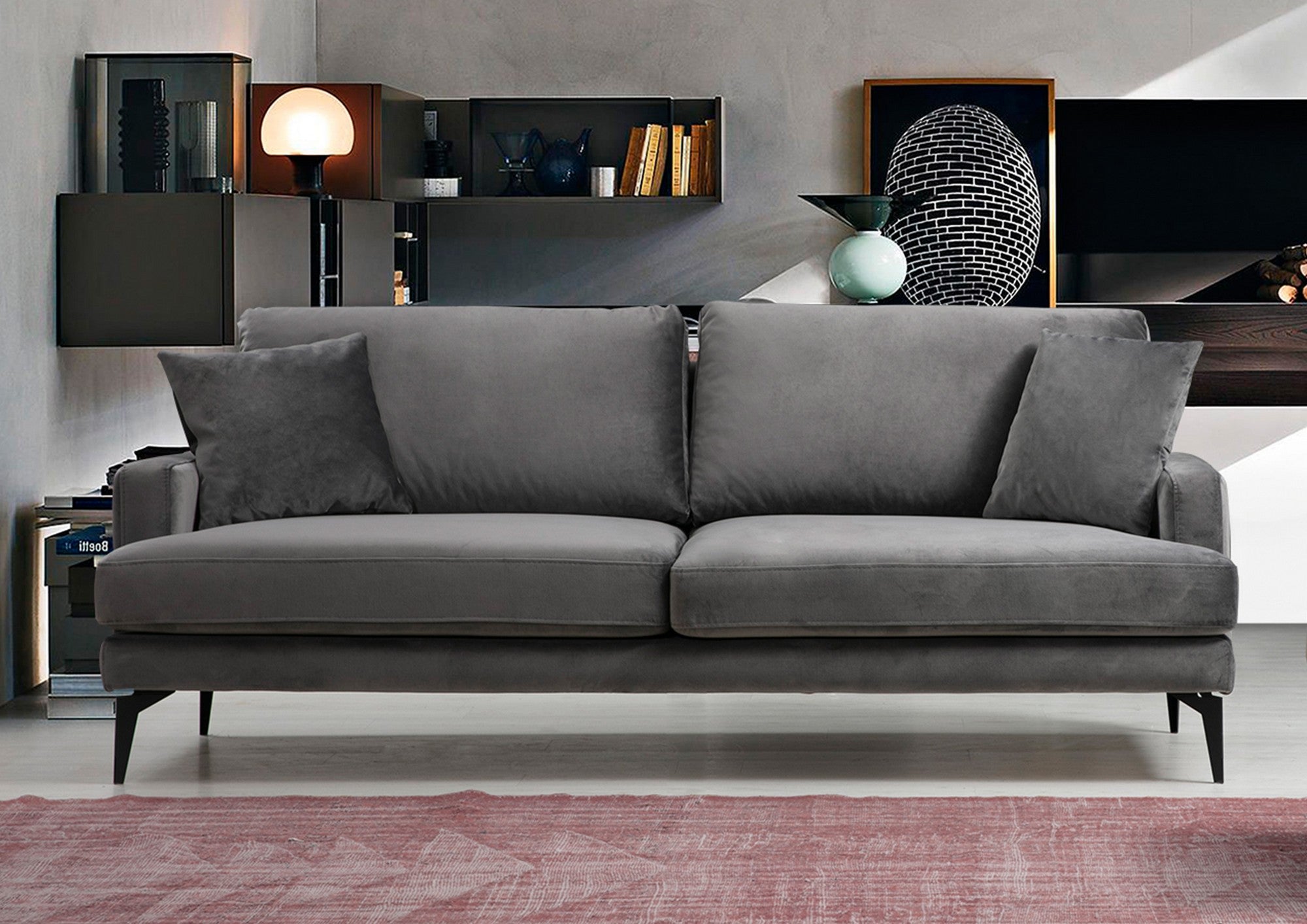 Sofá Salerno gris 205x90x88cm