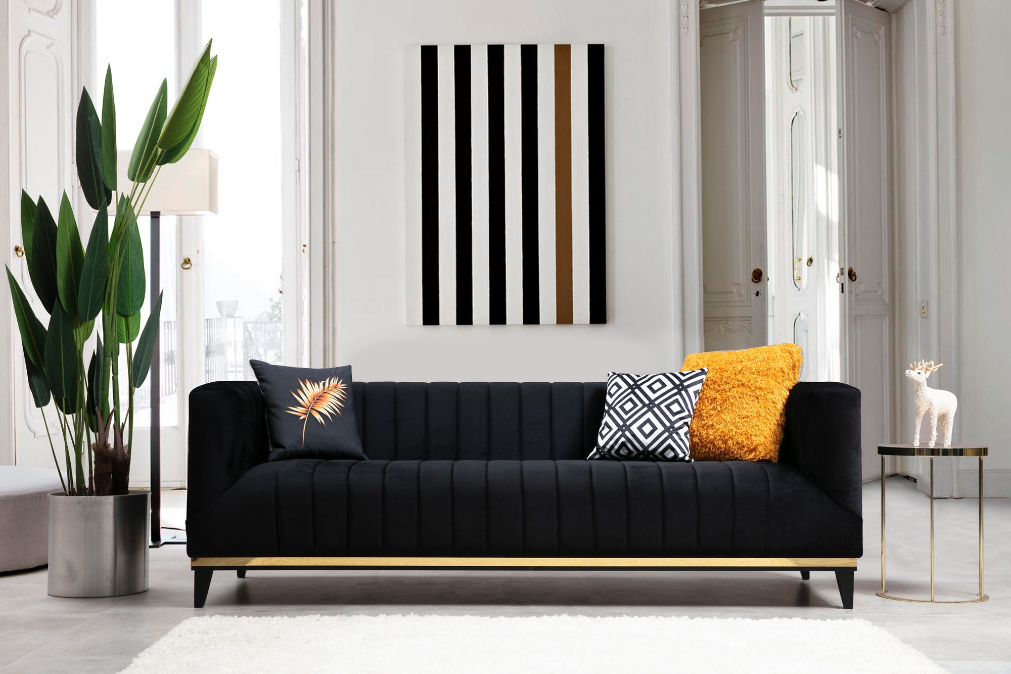 Sofá Kim negro 222x89x75cm