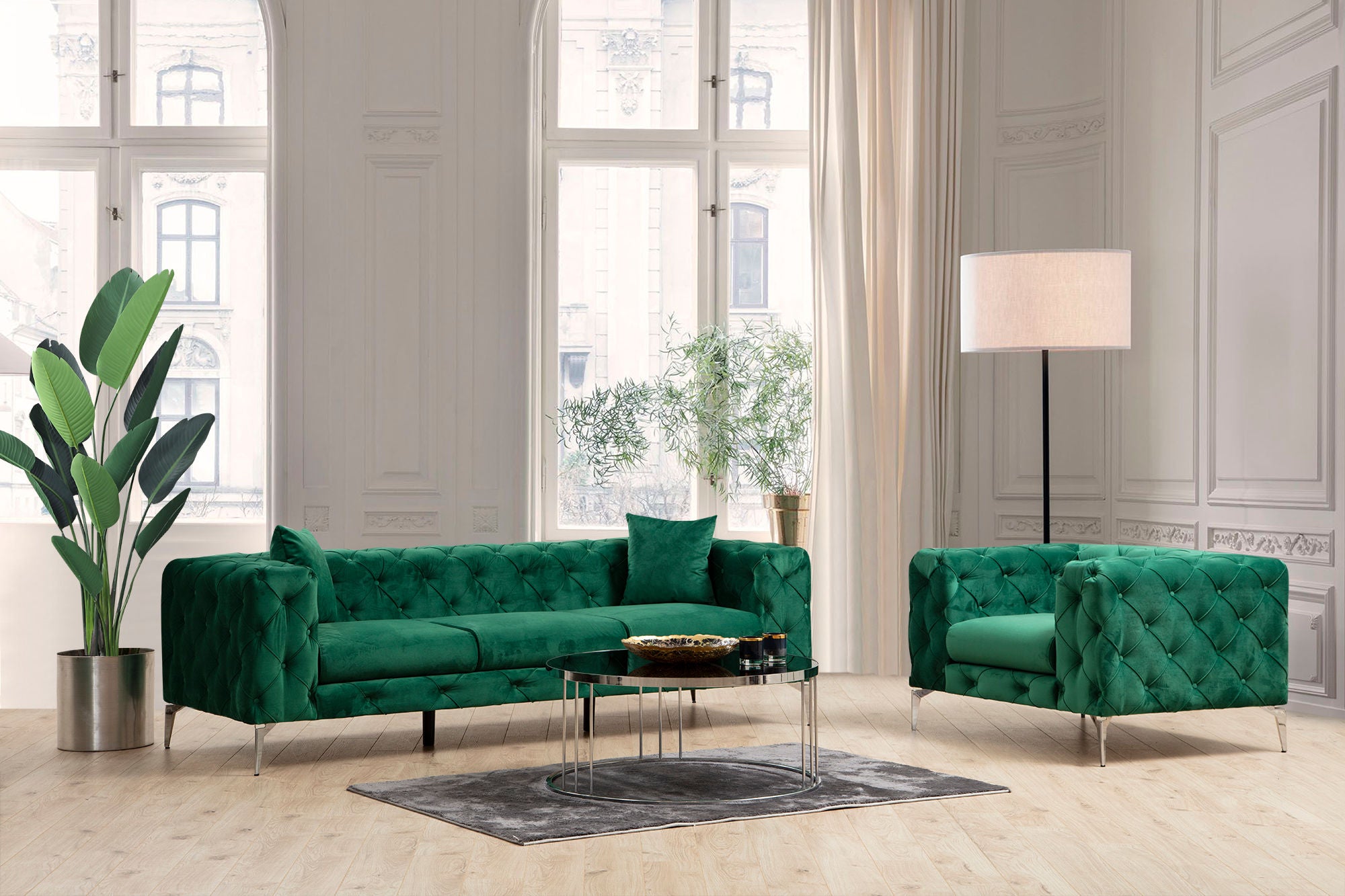 Sofá Copenhague verde 237x90x70cm