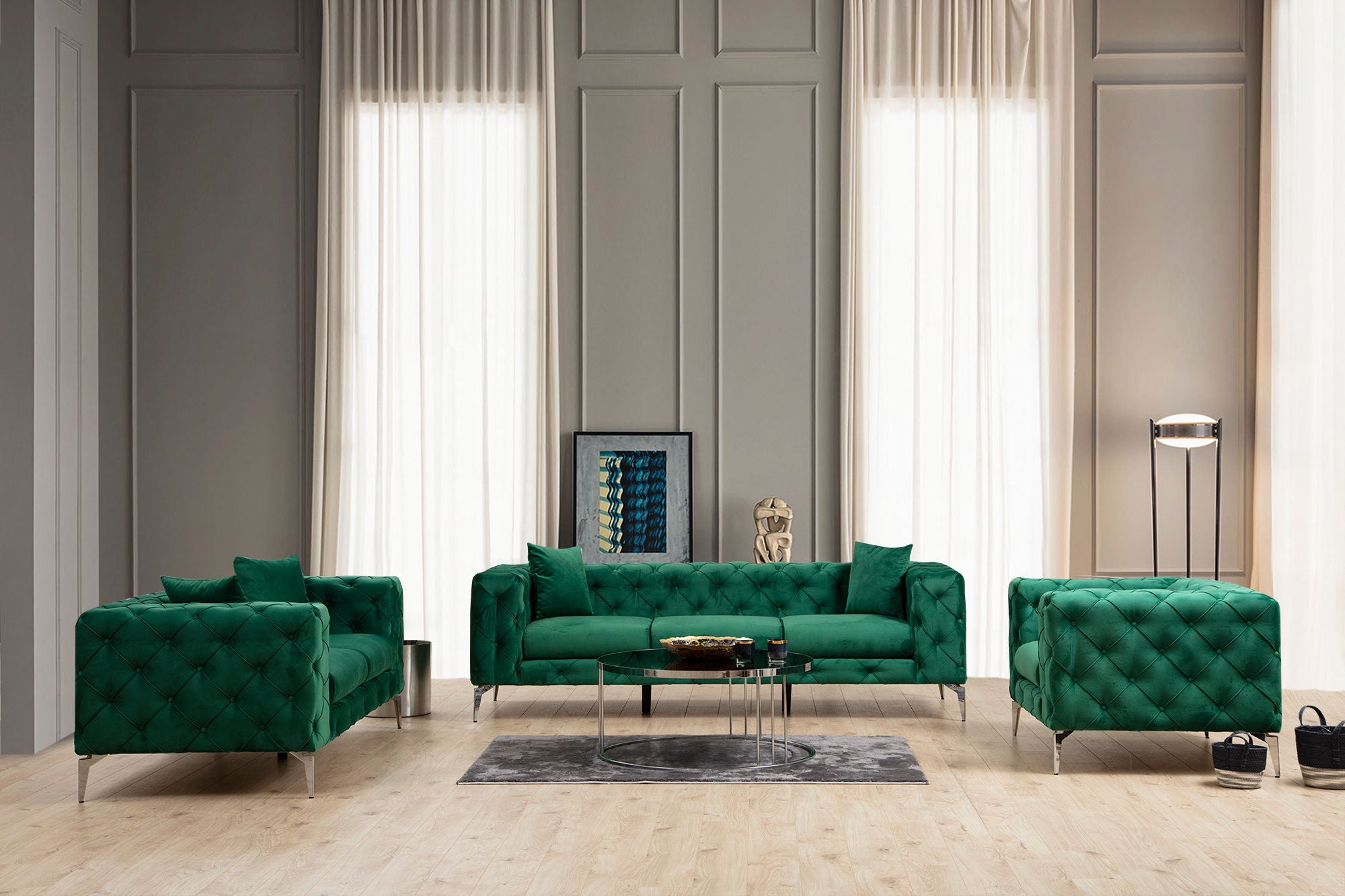 Sofá Copenhague verde 237x90x70cm