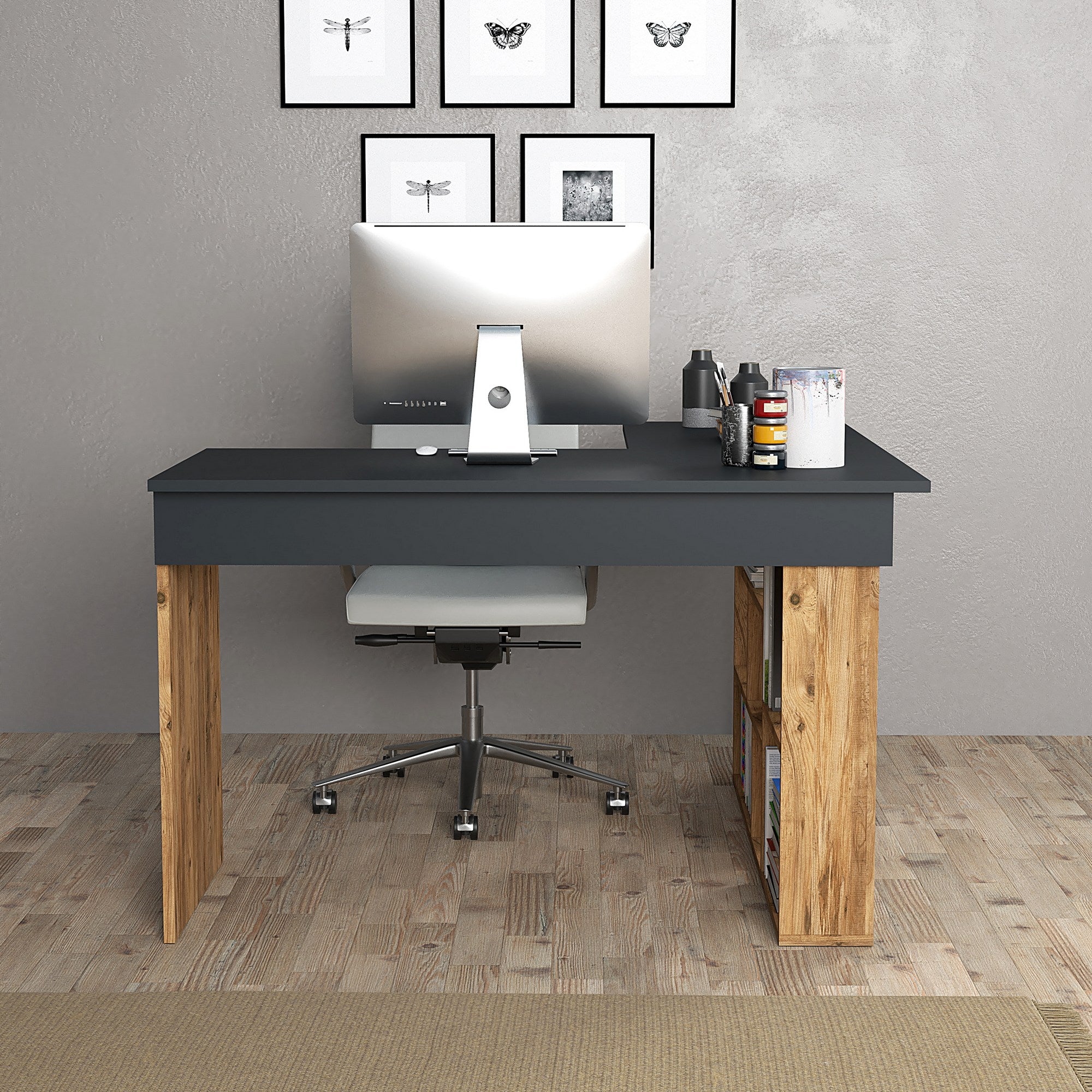 Escritorio Mont antracita 120x45x75cm