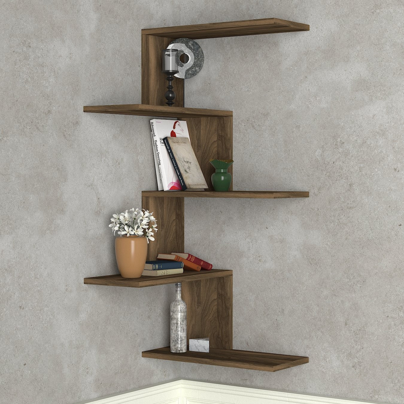 Estante de pared esquinero Maranello 52x30x109cm