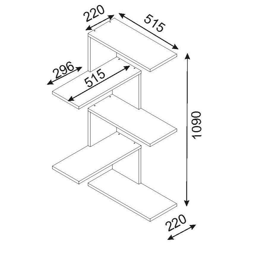 Estante de pared esquinero Maranello 52x30x109cm