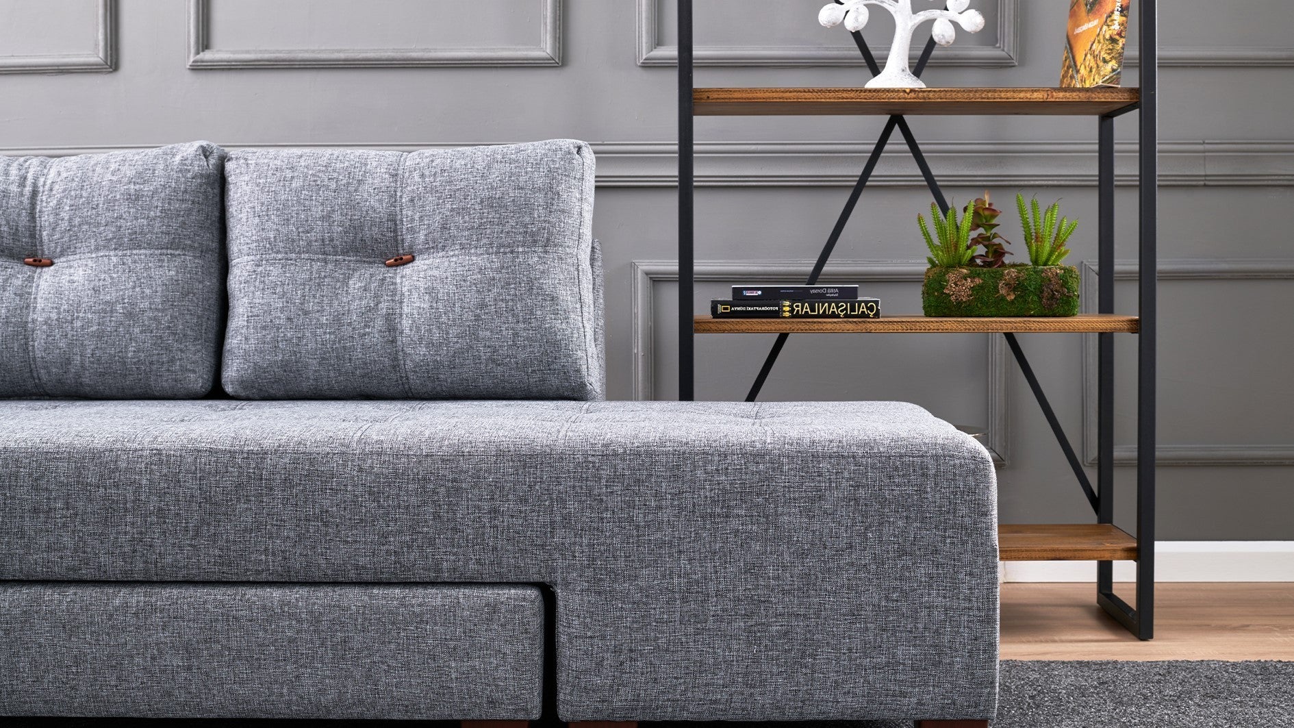 Sofá cama Samara gris claro 280x206x85cm