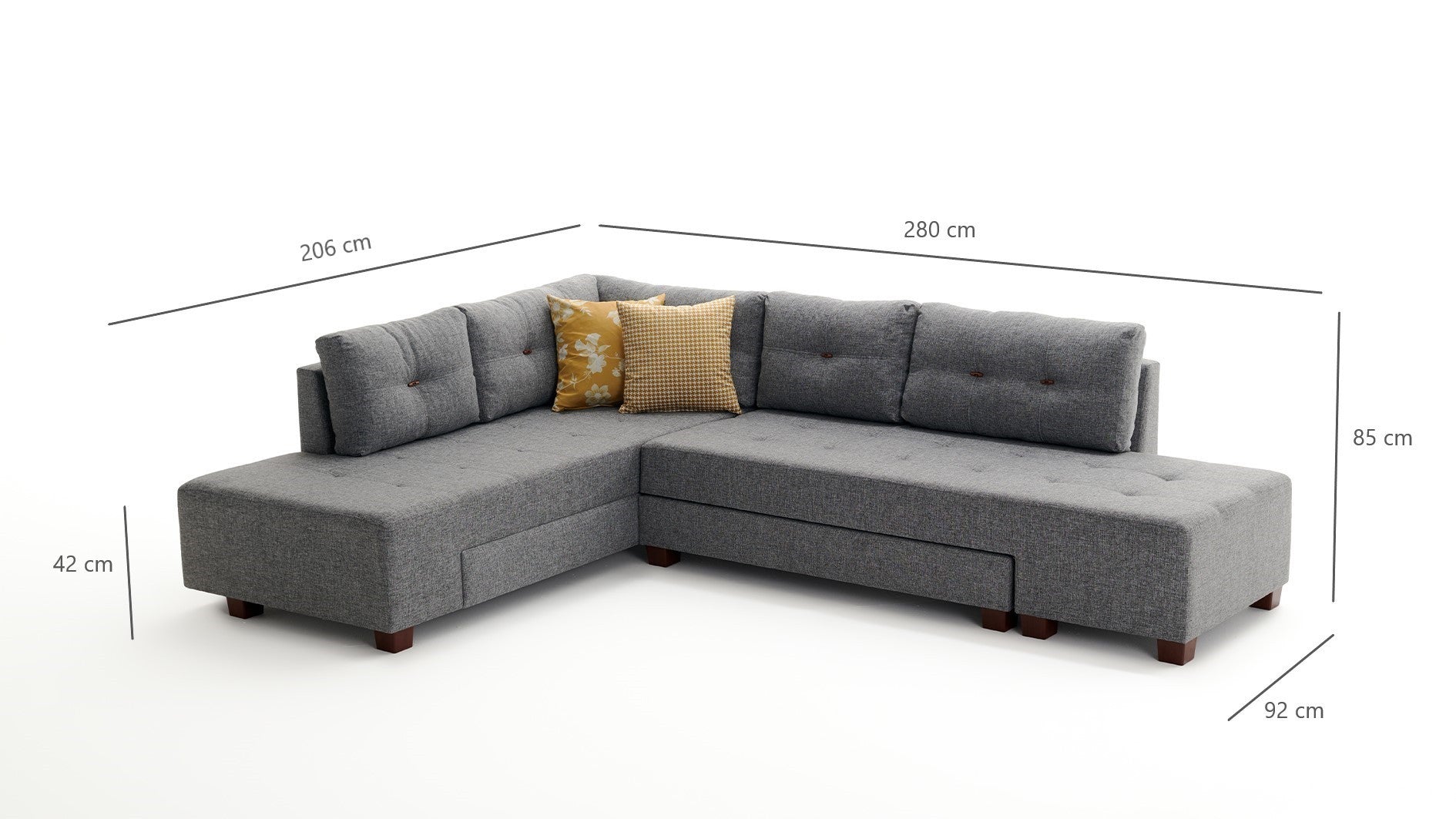 Sofá cama Samara gris claro 280x206x85cm