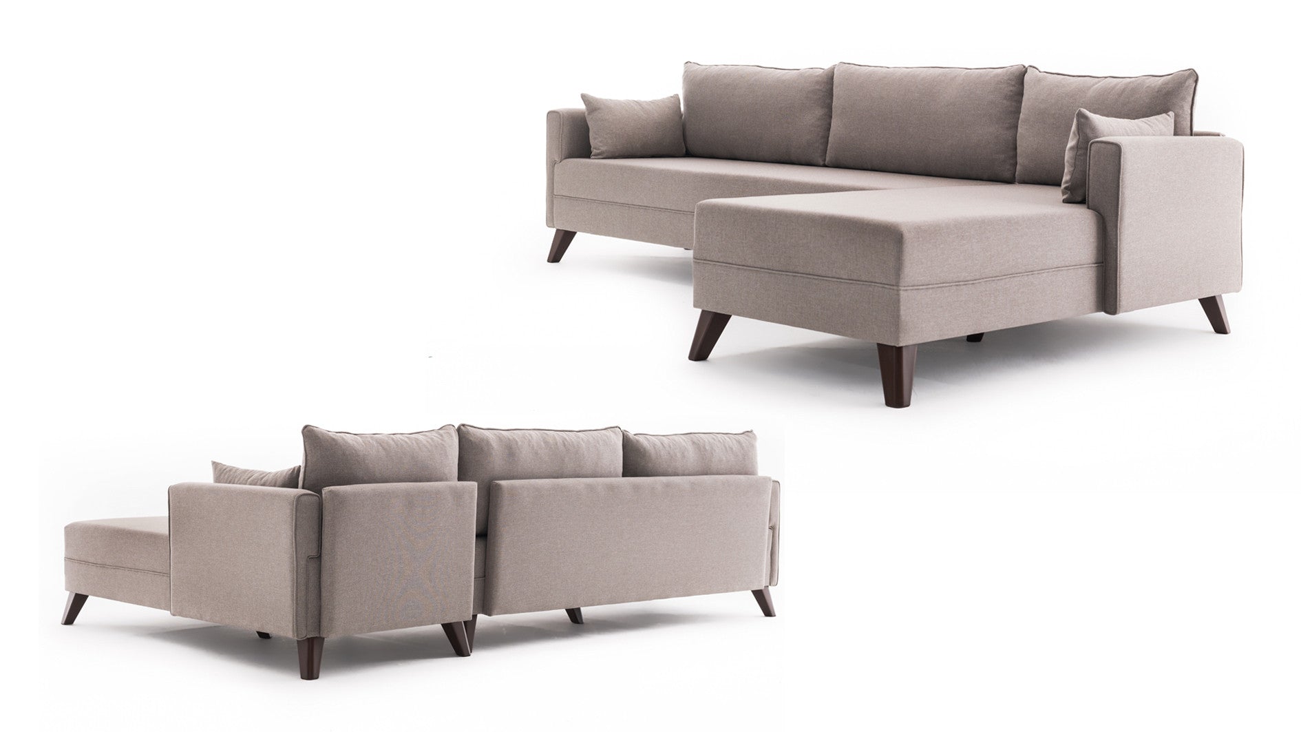 Sofá con chaiselongue Amalfi beige 275x165x85cm