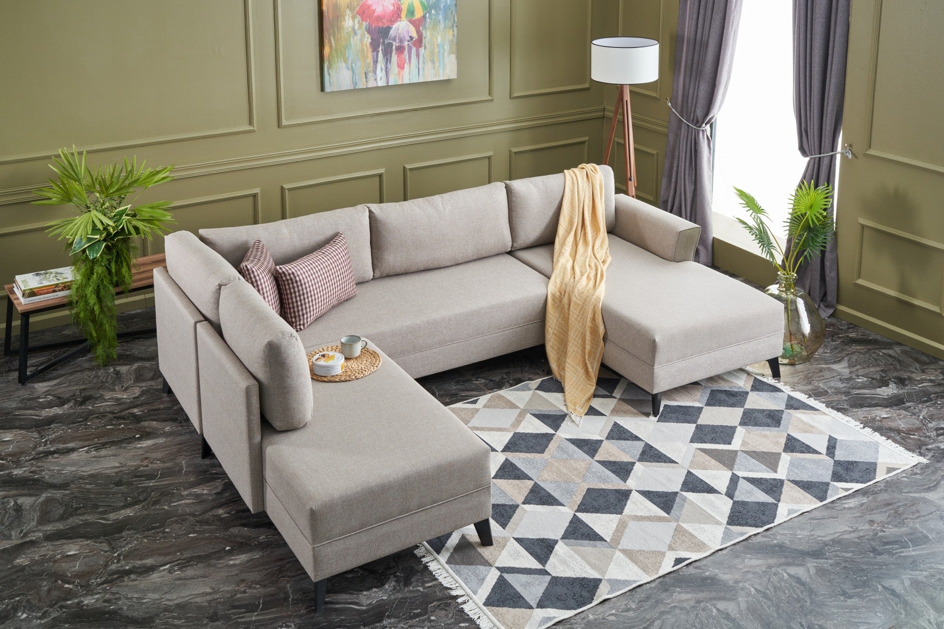 Sofá cama Savena crudo 300x202x78cm