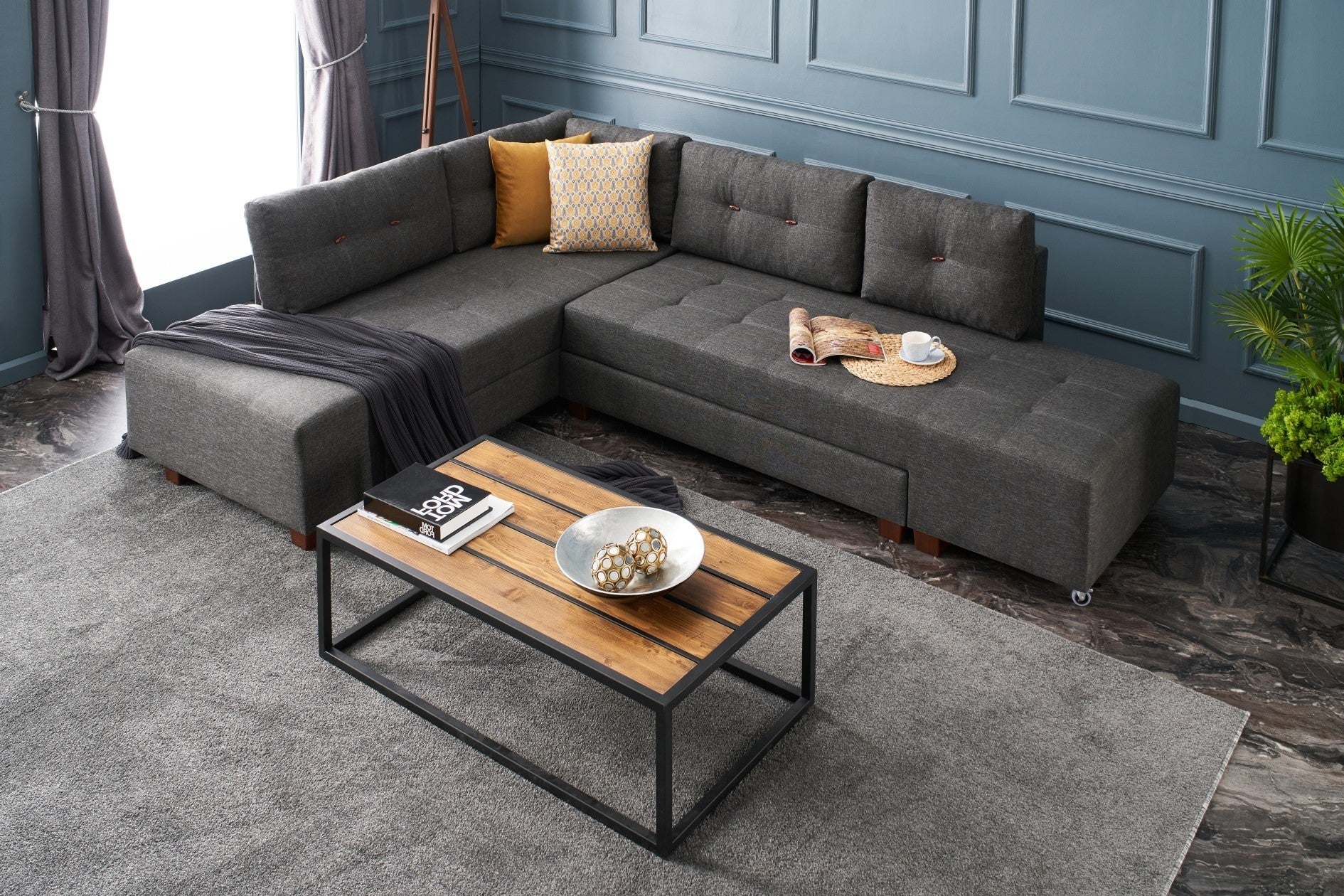 Sofá cama Samara gris oscuro 280x206x85cm