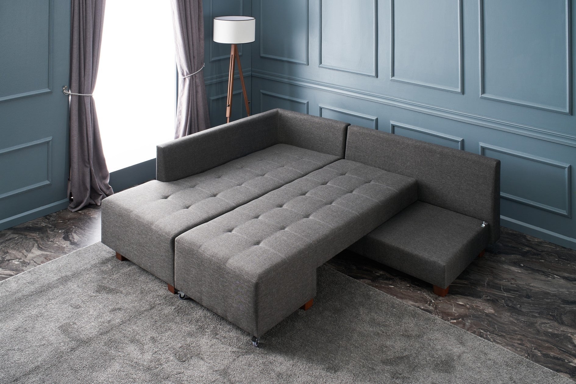 Sofá cama Samara gris oscuro 280x206x85cm