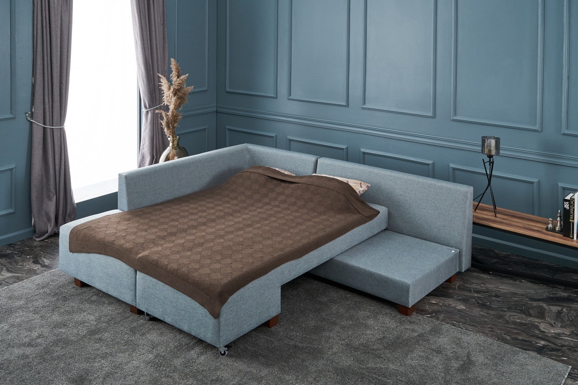 Sofá cama Samara azul 280x206x85cm