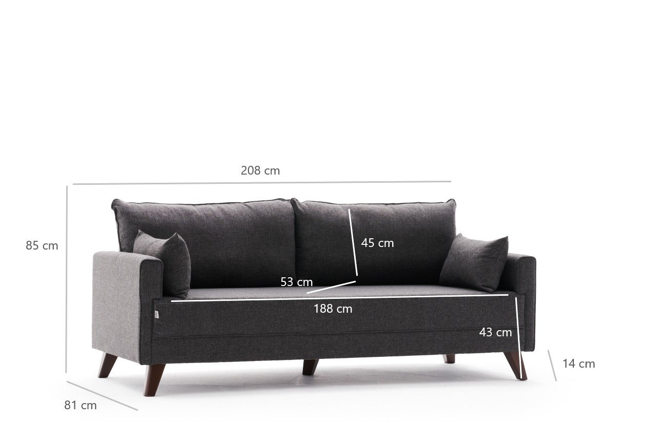 Sofá cama Positano gris oscuro 208x81x85cm
