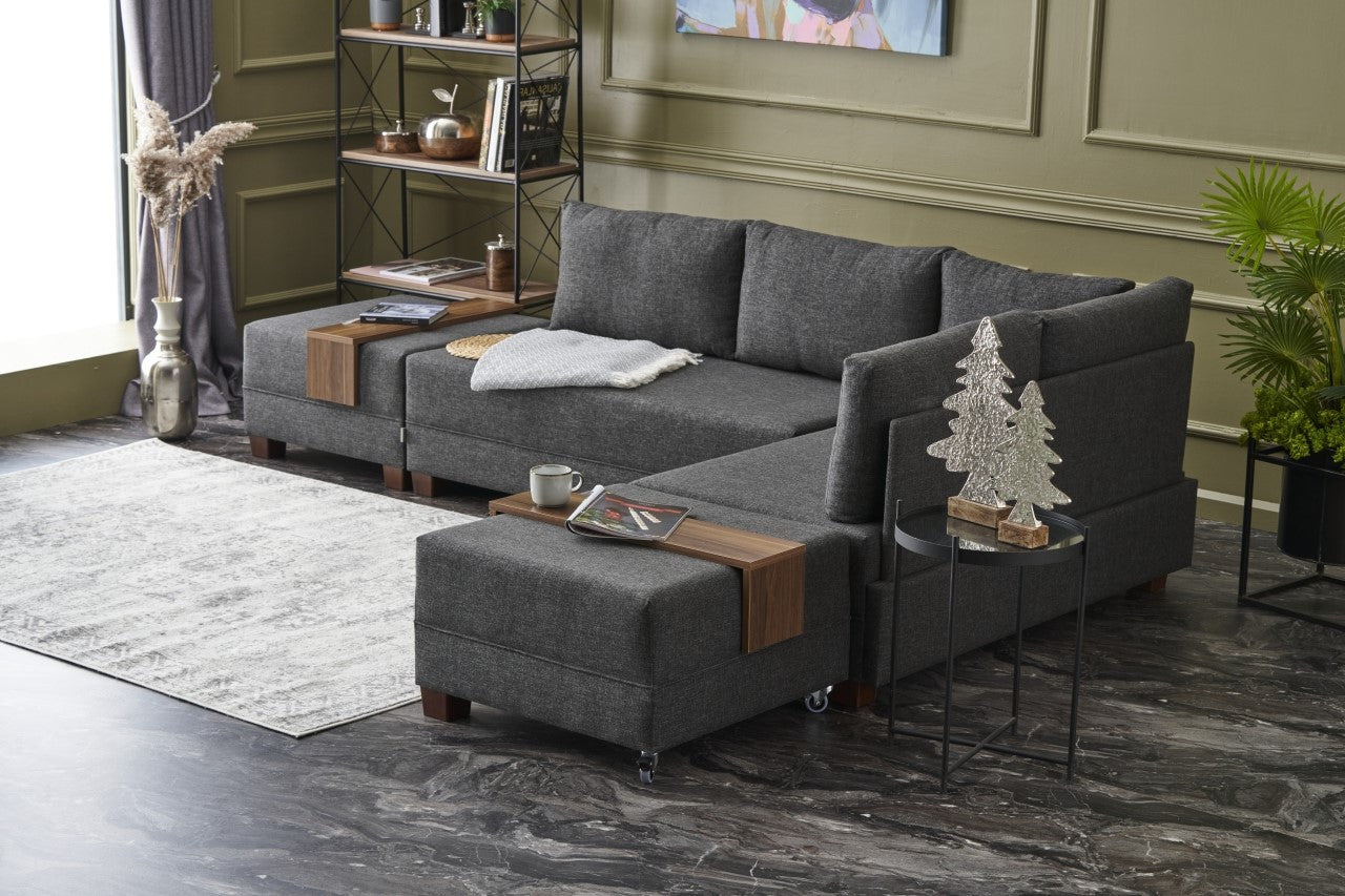 Sofá cama Siena gris oscuro 210x280x70cm