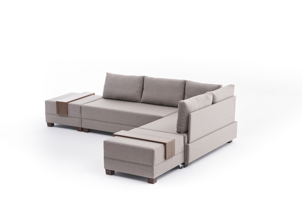 Sofá cama Siena gris cálido 210x280x70cm