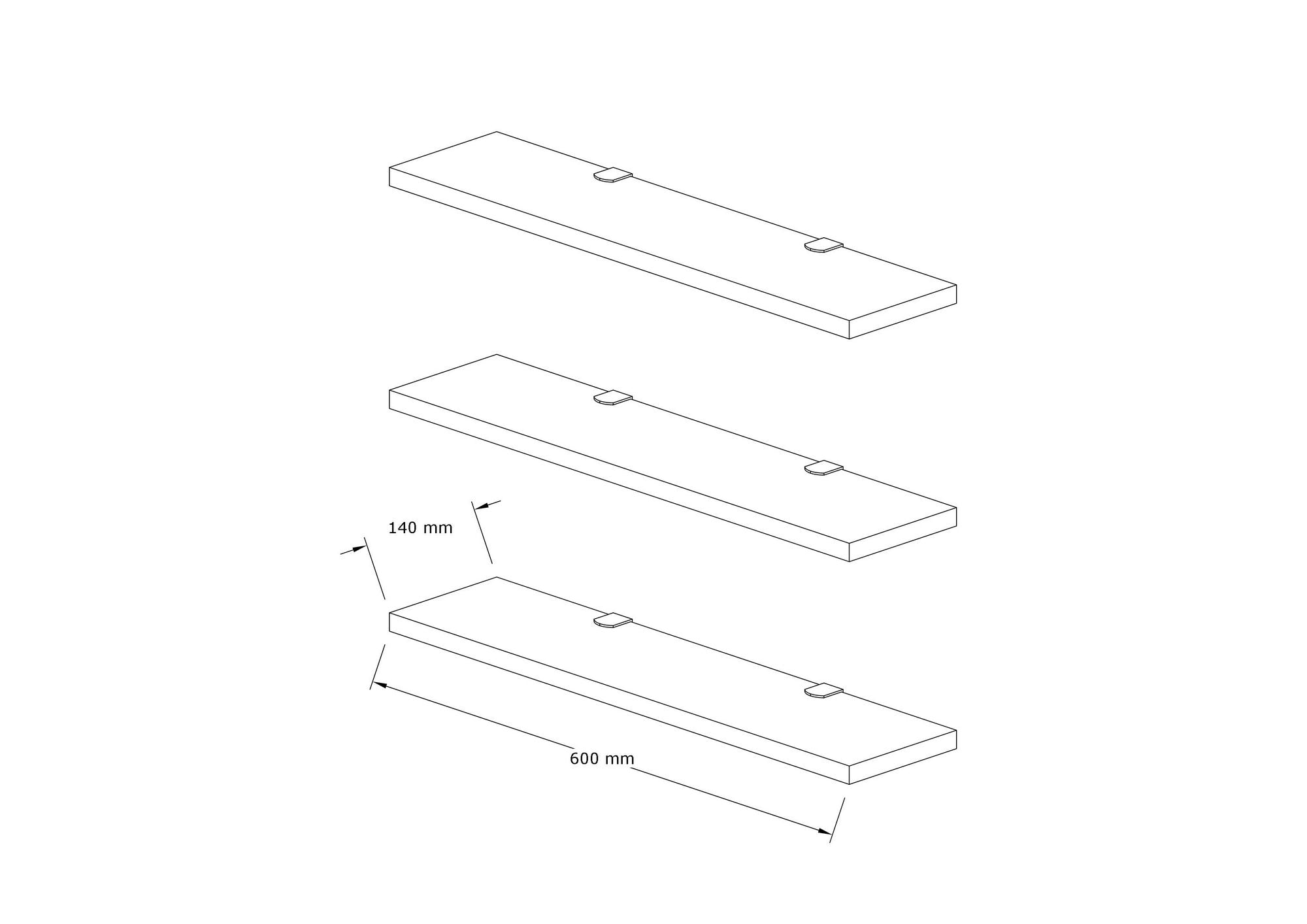 Set de estantes de pared Toscana Madera 60x15x2cm