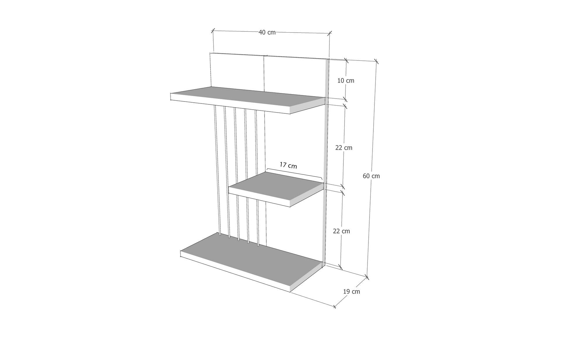 Estante de pared Colina 40x19x60cm