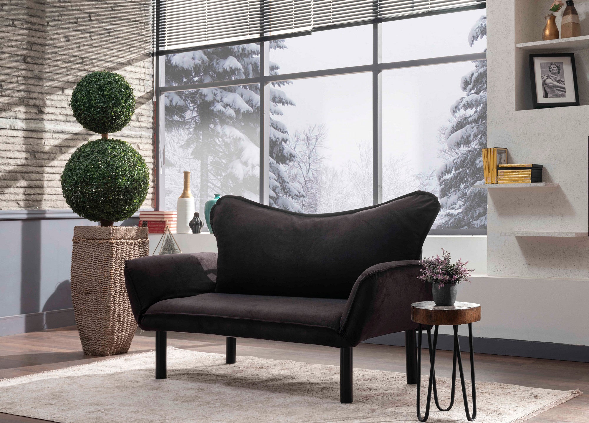 Sofá cama Safi negro 140x65x70cm
