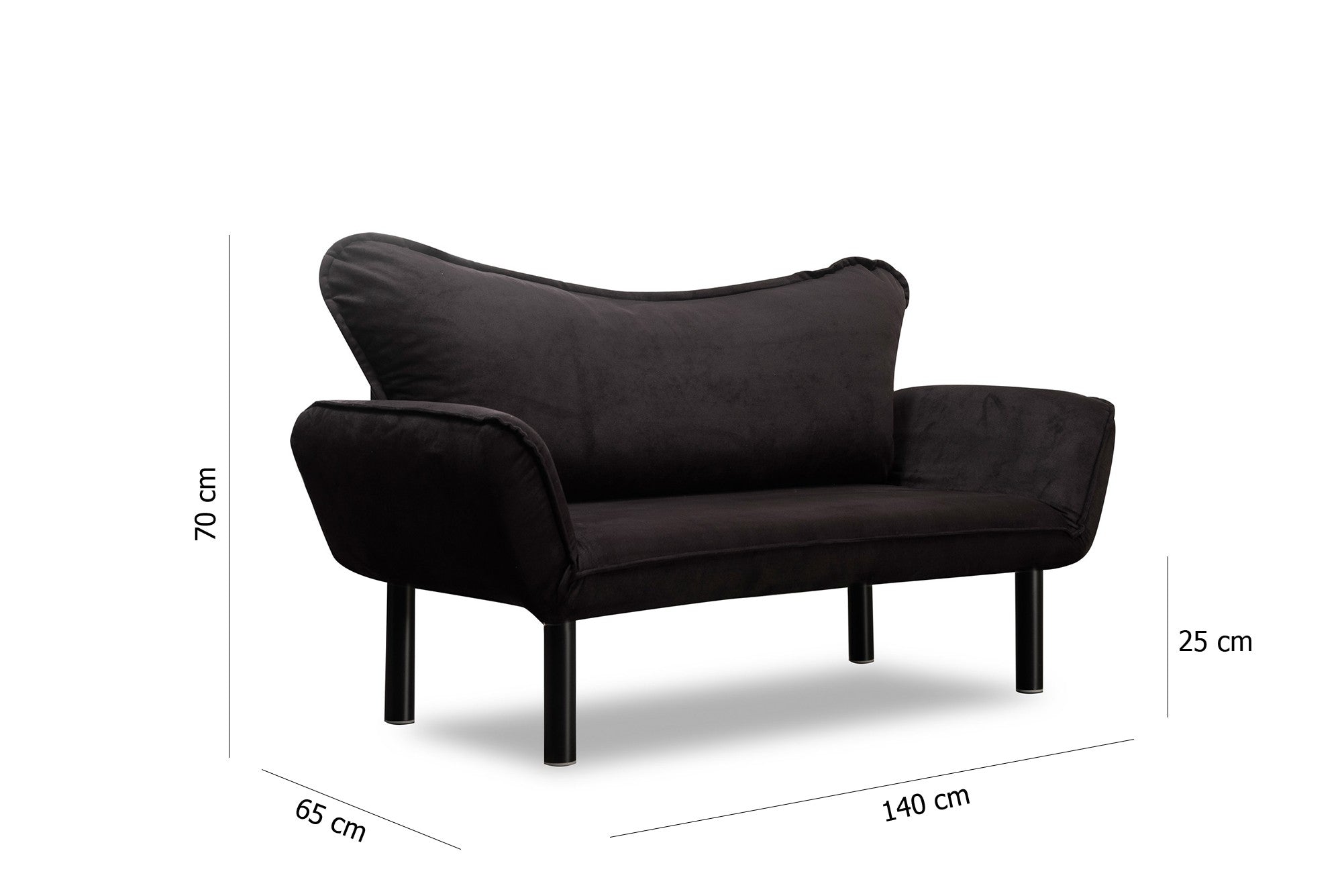 Sofá cama Safi negro 140x65x70cm