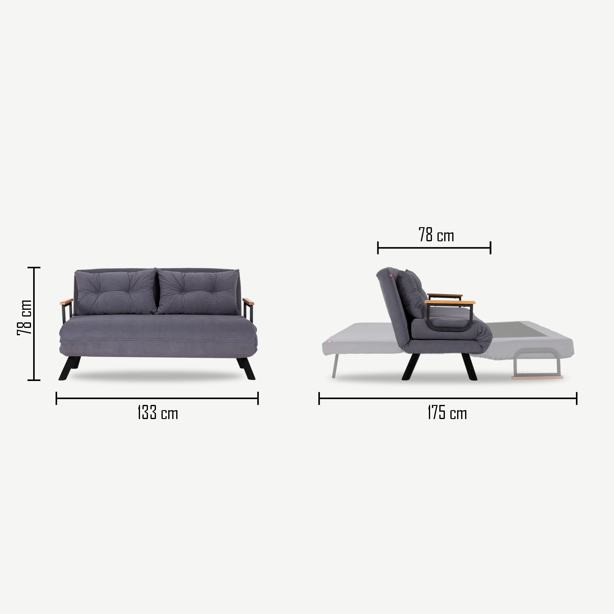 Sofá cama Royer Gris 133x50x41cm