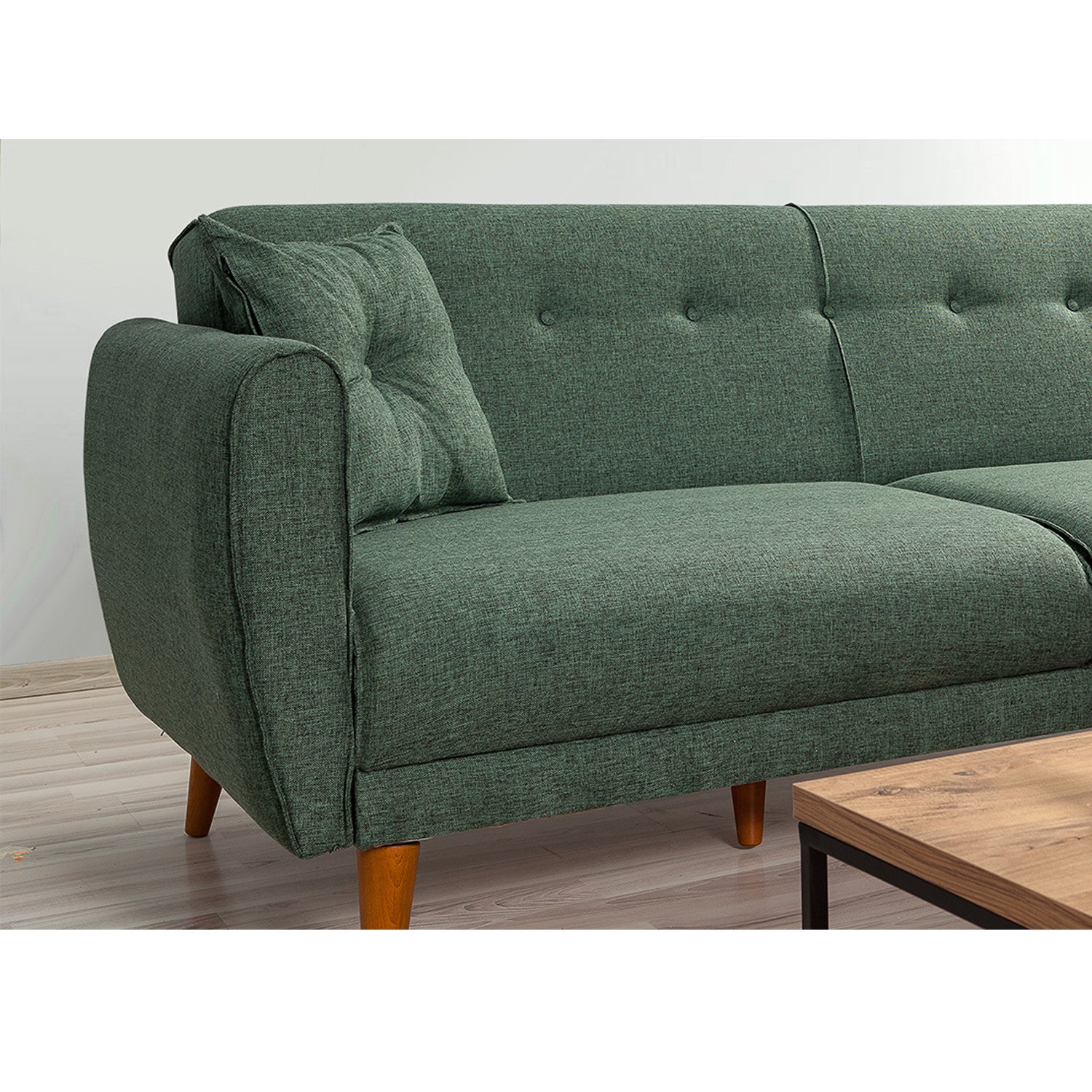 Sofá cama con chaiselongue Varela verde 277x175x86cm