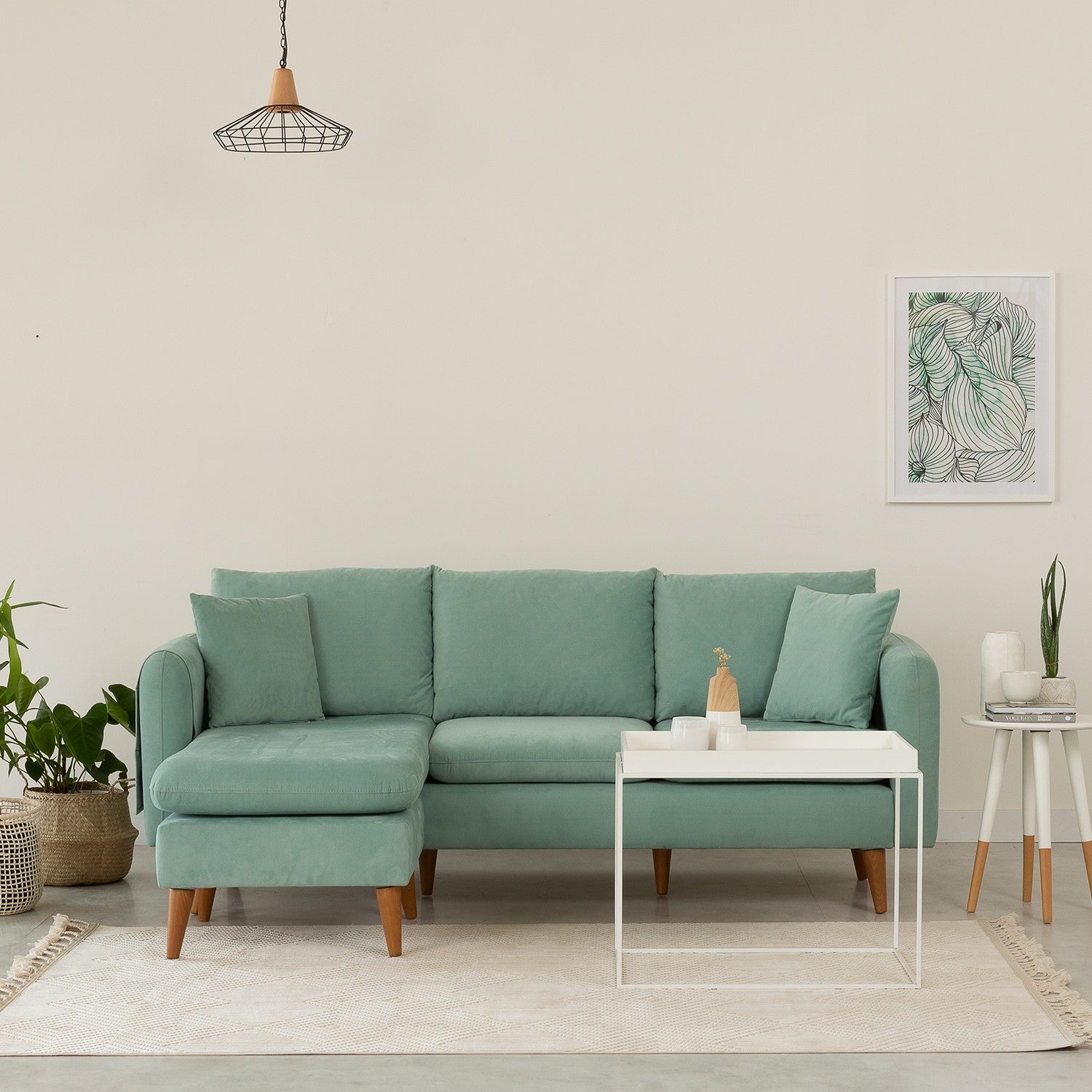 Sofá chaiselongue Lena aguamarina 215x145x91cm