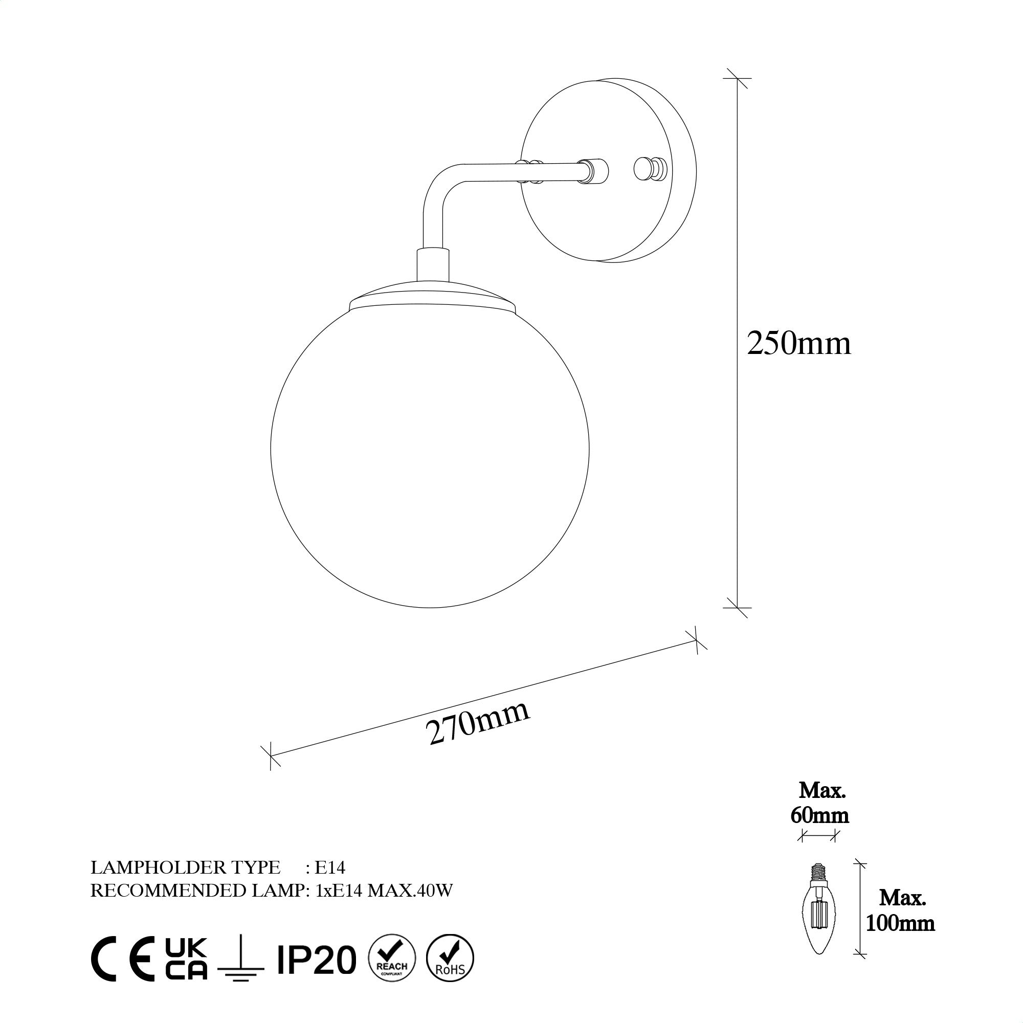 Aplique de pared Rue 15x27x25cm