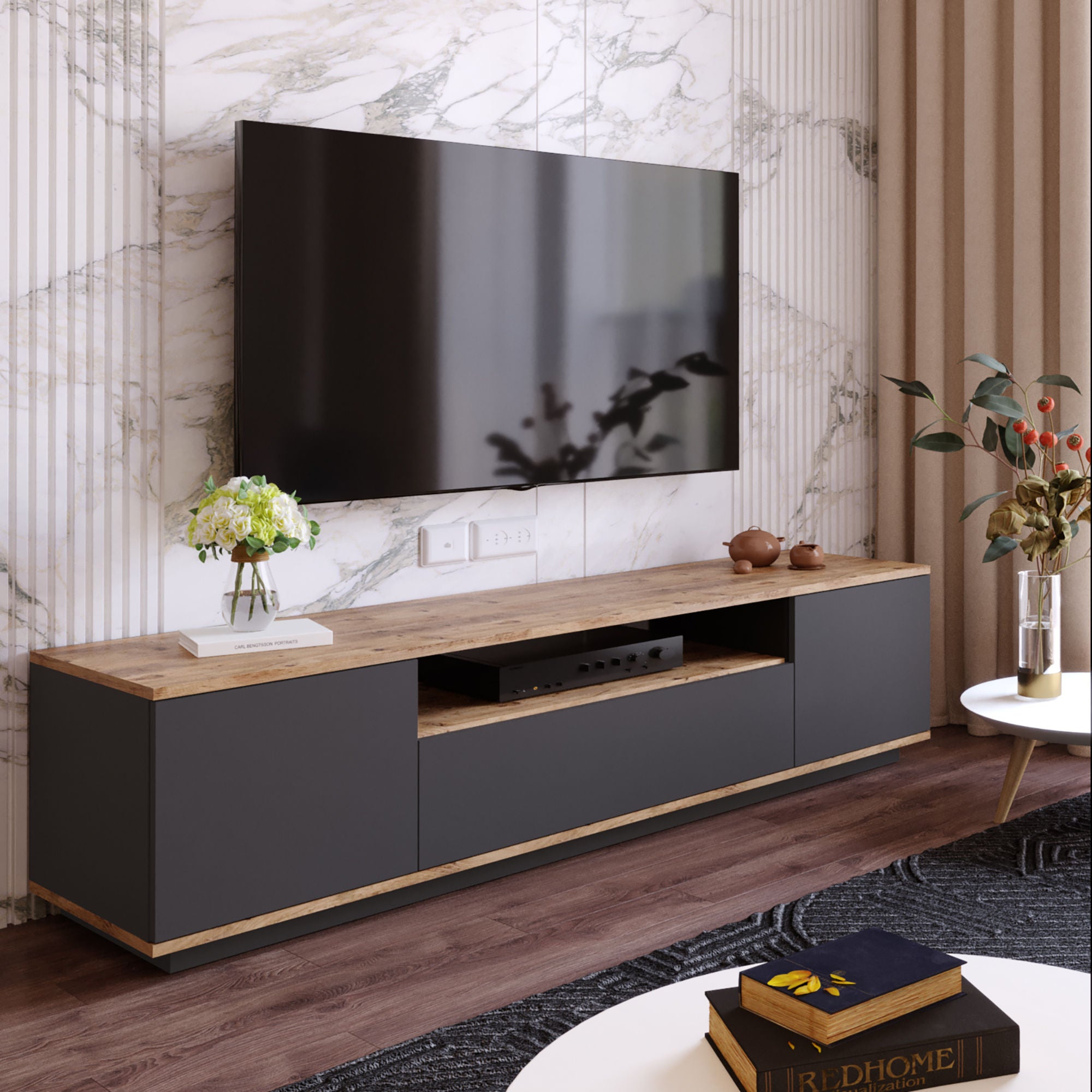Mueble TV Maya Antracita 180x45x45cm