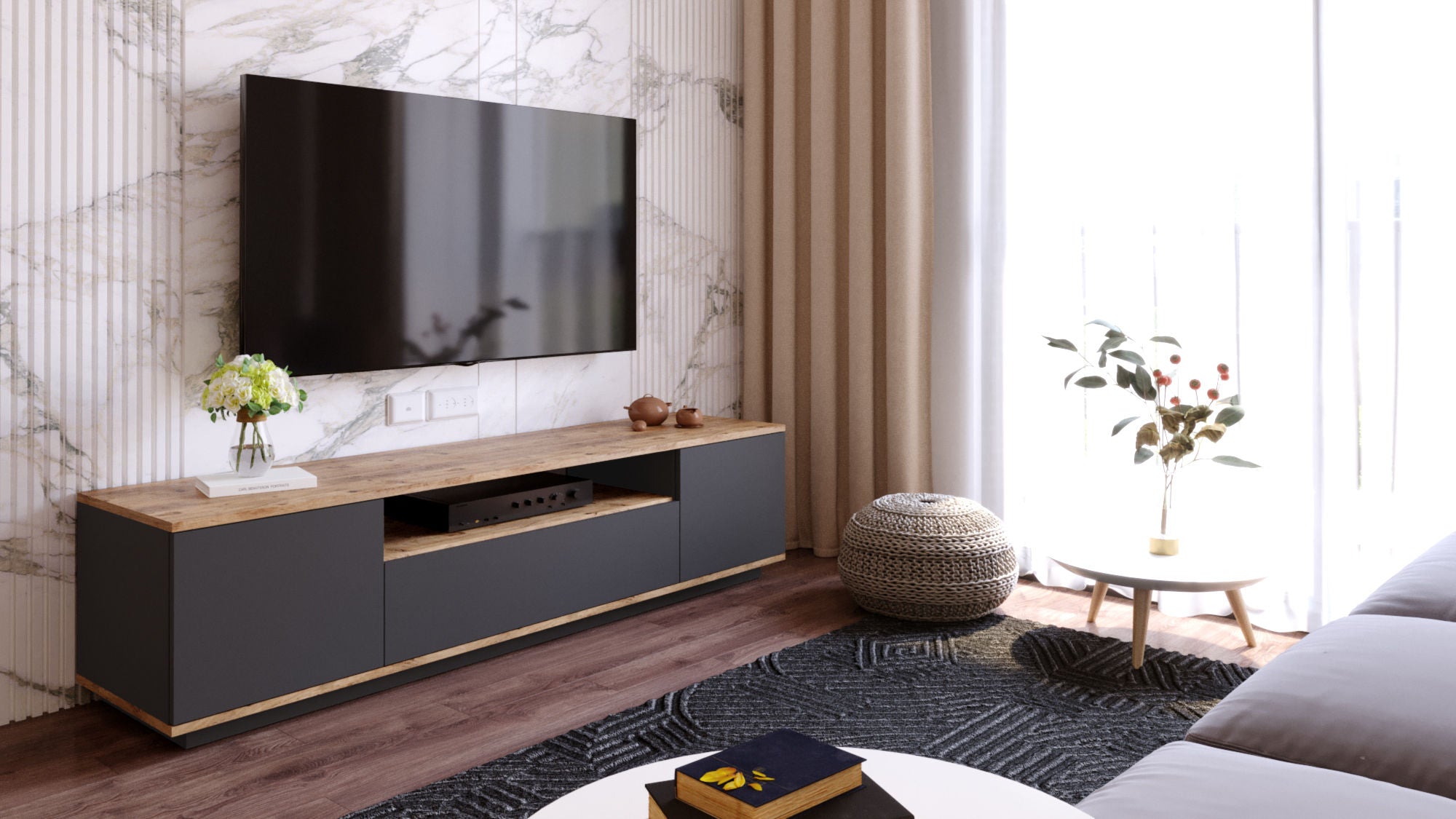 Mueble TV Maya Antracita 180x45x45cm