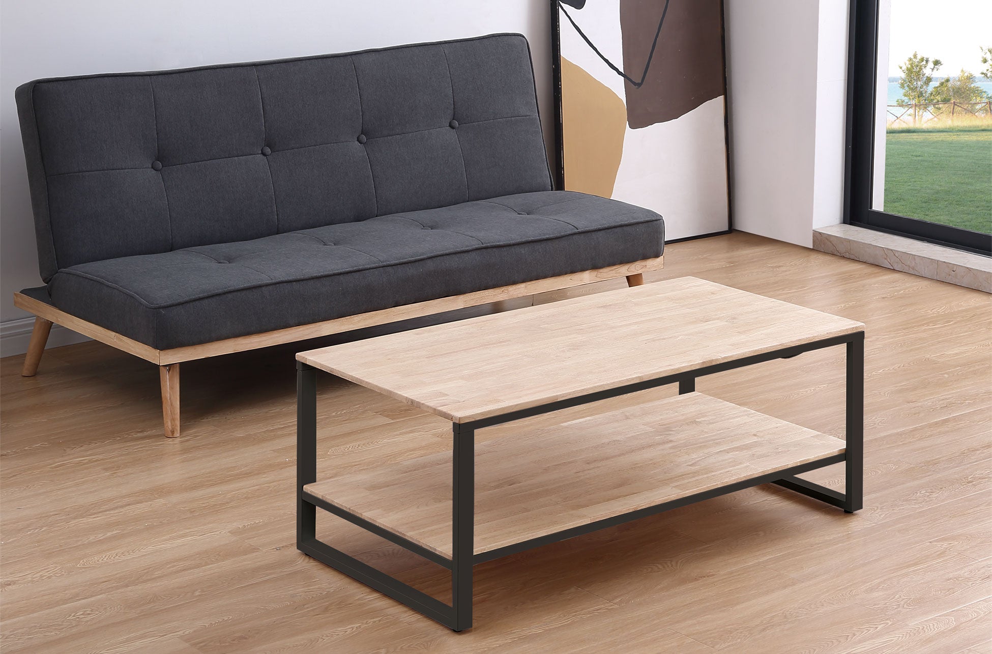 Mesa de centro elevable Vegas roble claro 120x60x45cm