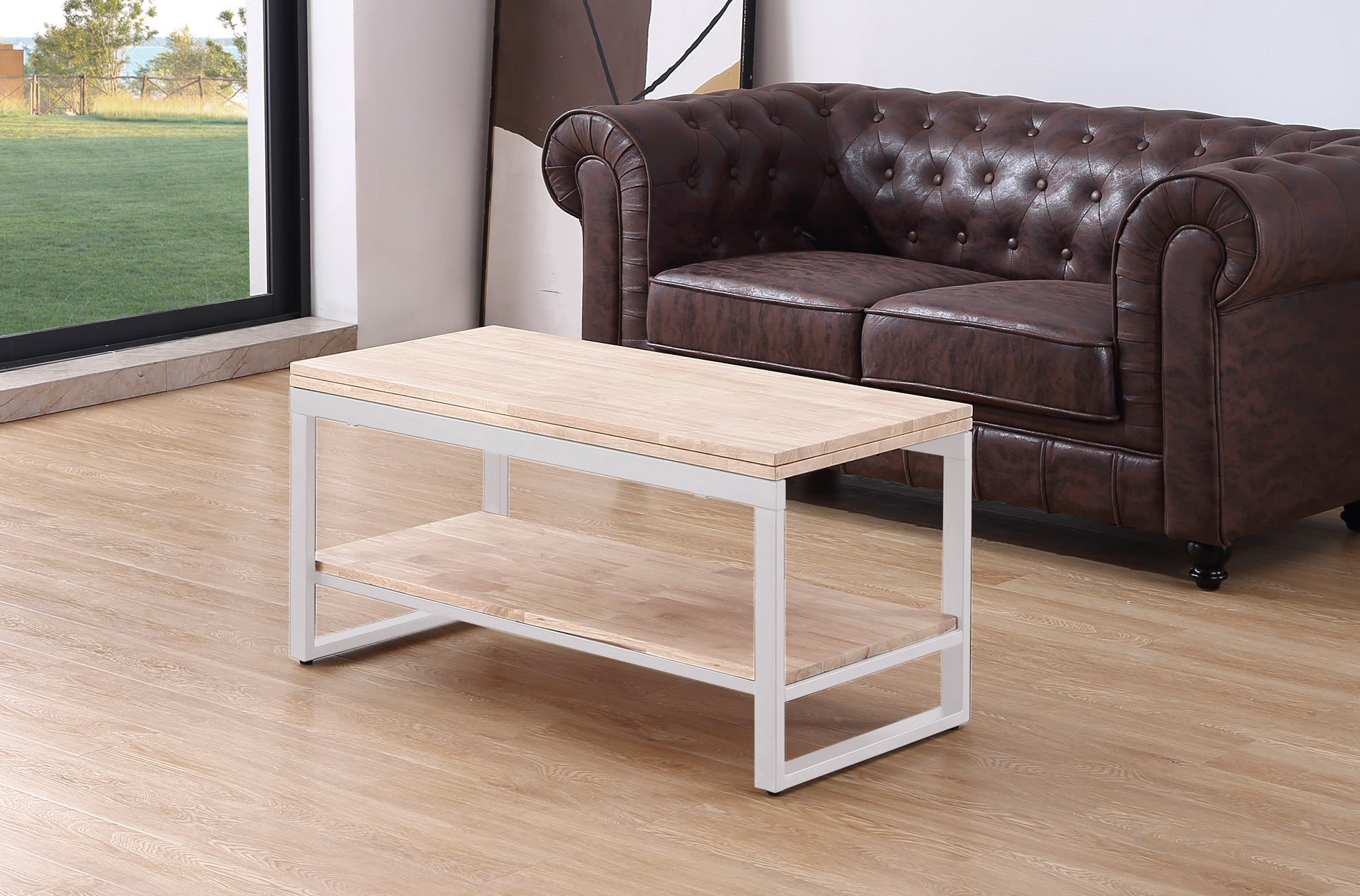 Mesa de centro elevable y extensible Gautier roble claro 100x45(90)x47cm