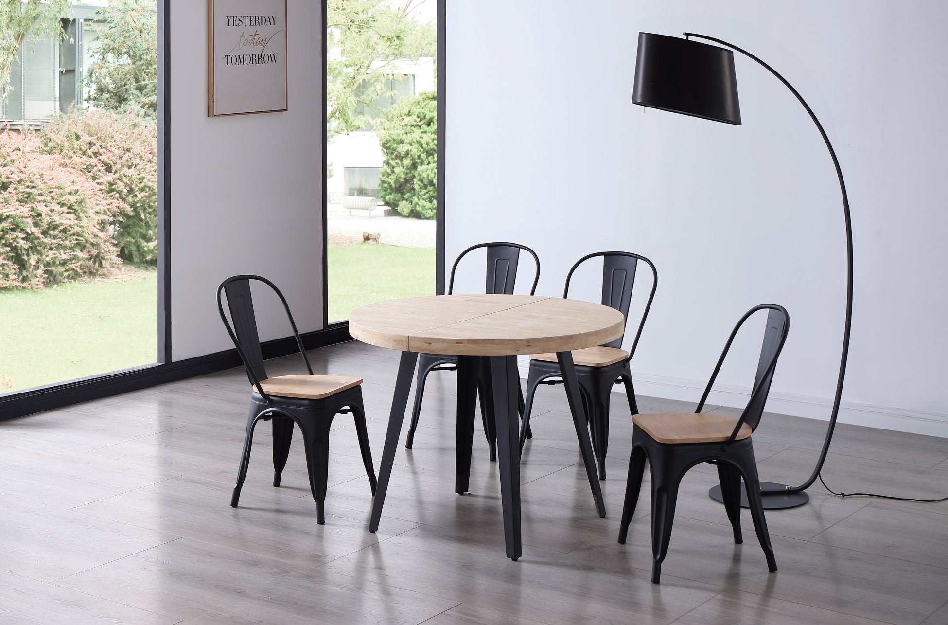 Mesa de comedor extensible Kalu roble claro 100(140-180)x100x76cm