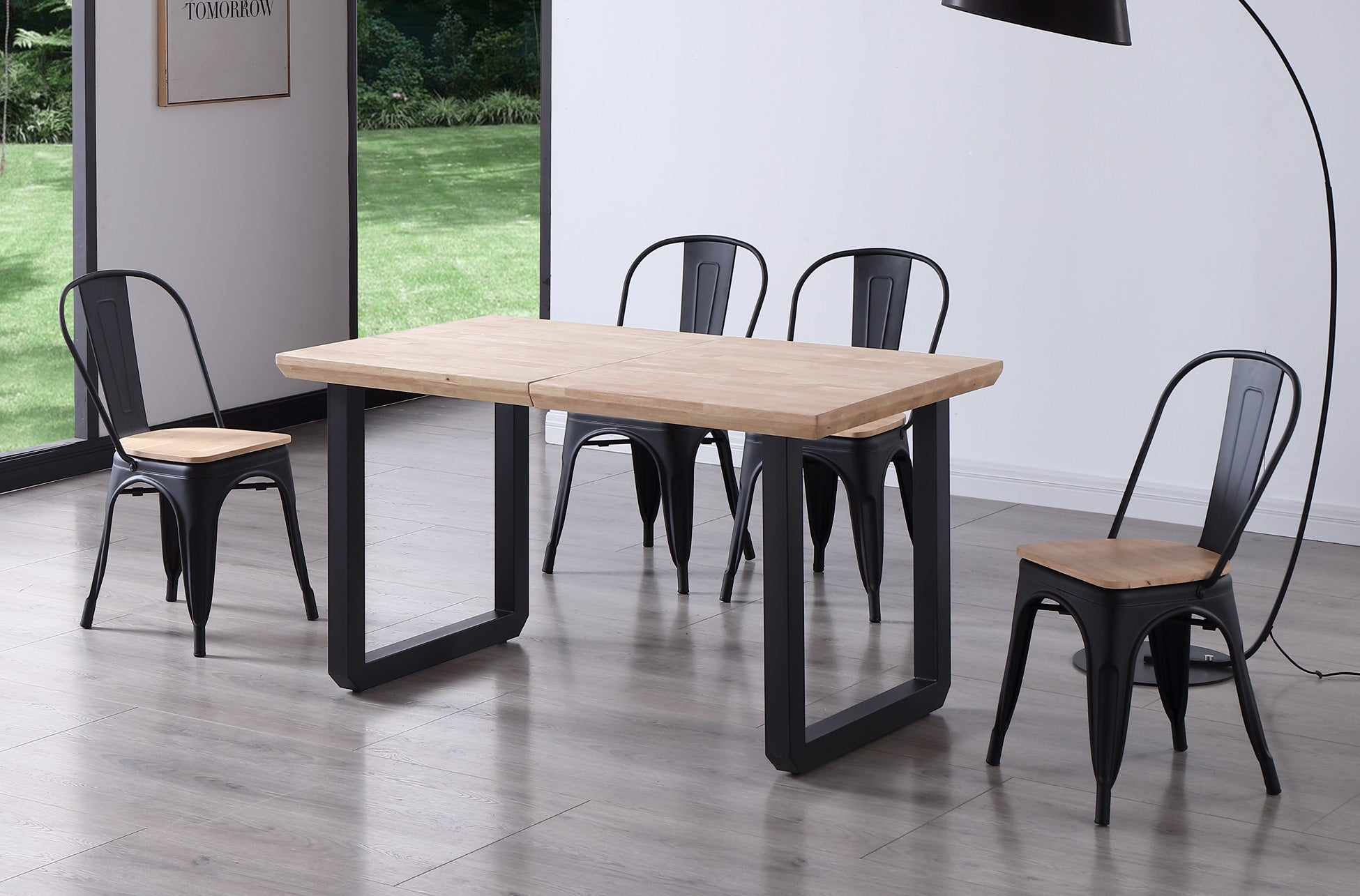 Mesa de comedor extensible Leo roble claro 140(180-220)x80x77cm