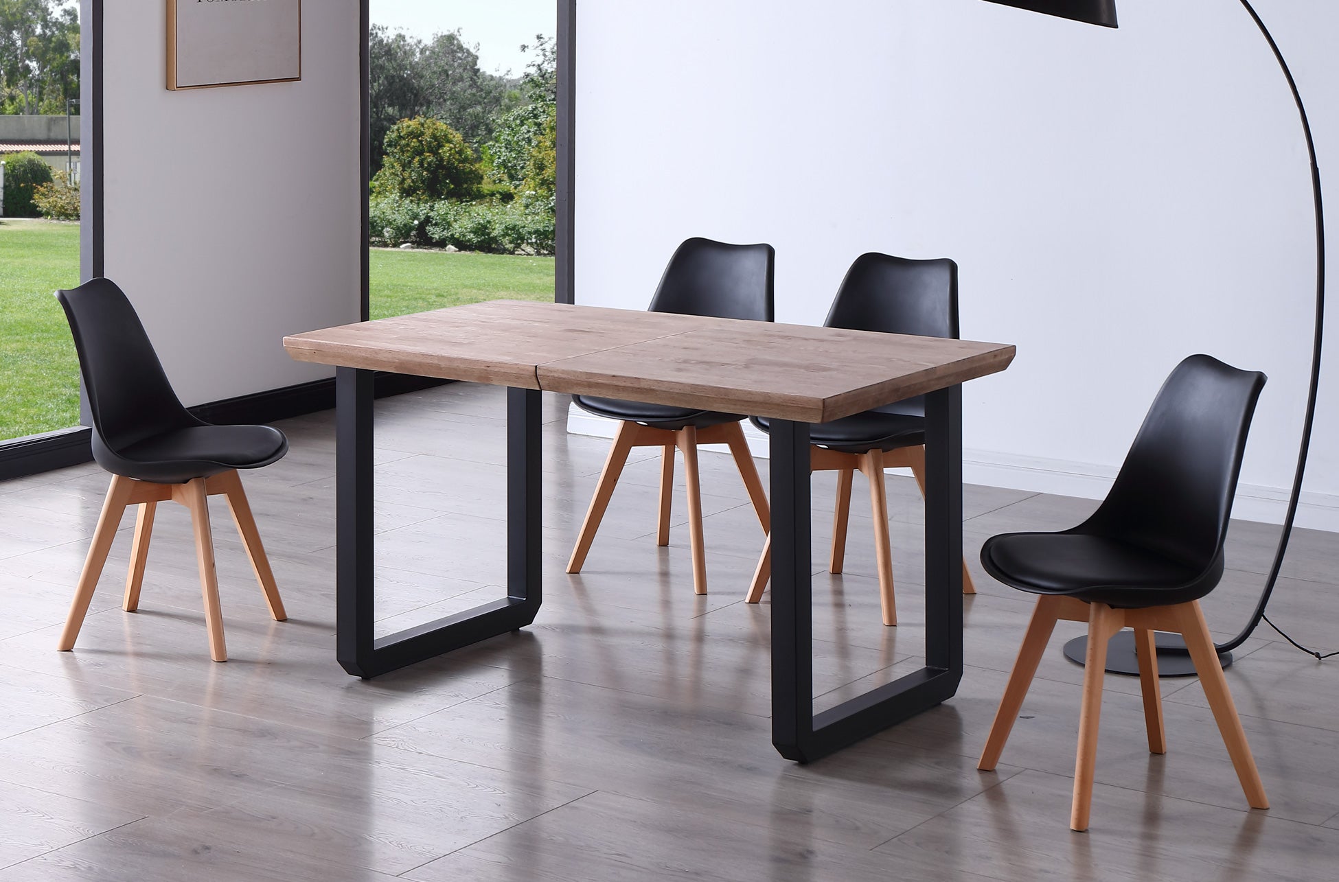 Mesa de comedor extensible Leo roble oscuro 140(180-220)x80x77cm