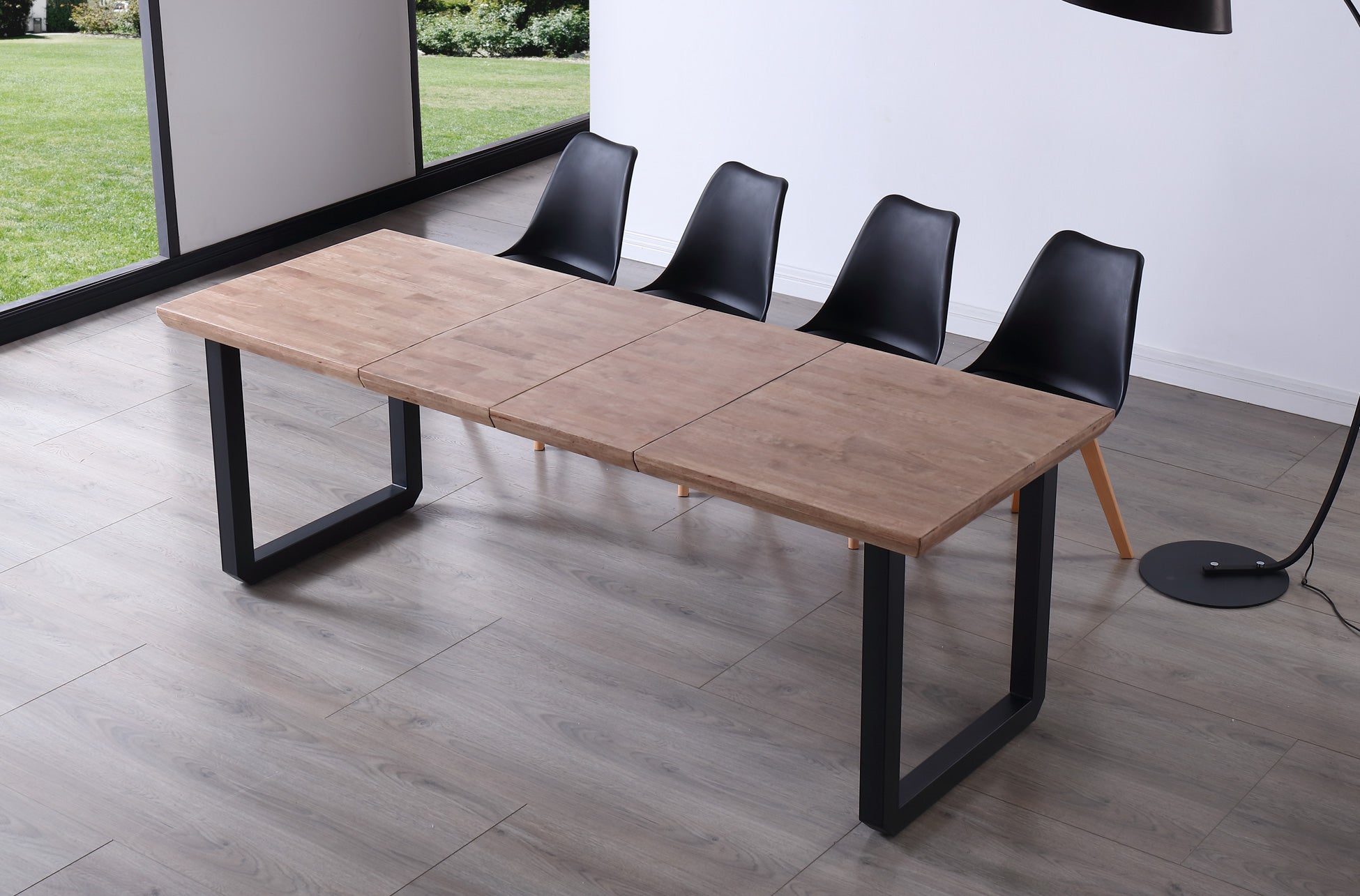 Mesa de comedor extensible Leo roble oscuro 140(180-220)x80x77cm