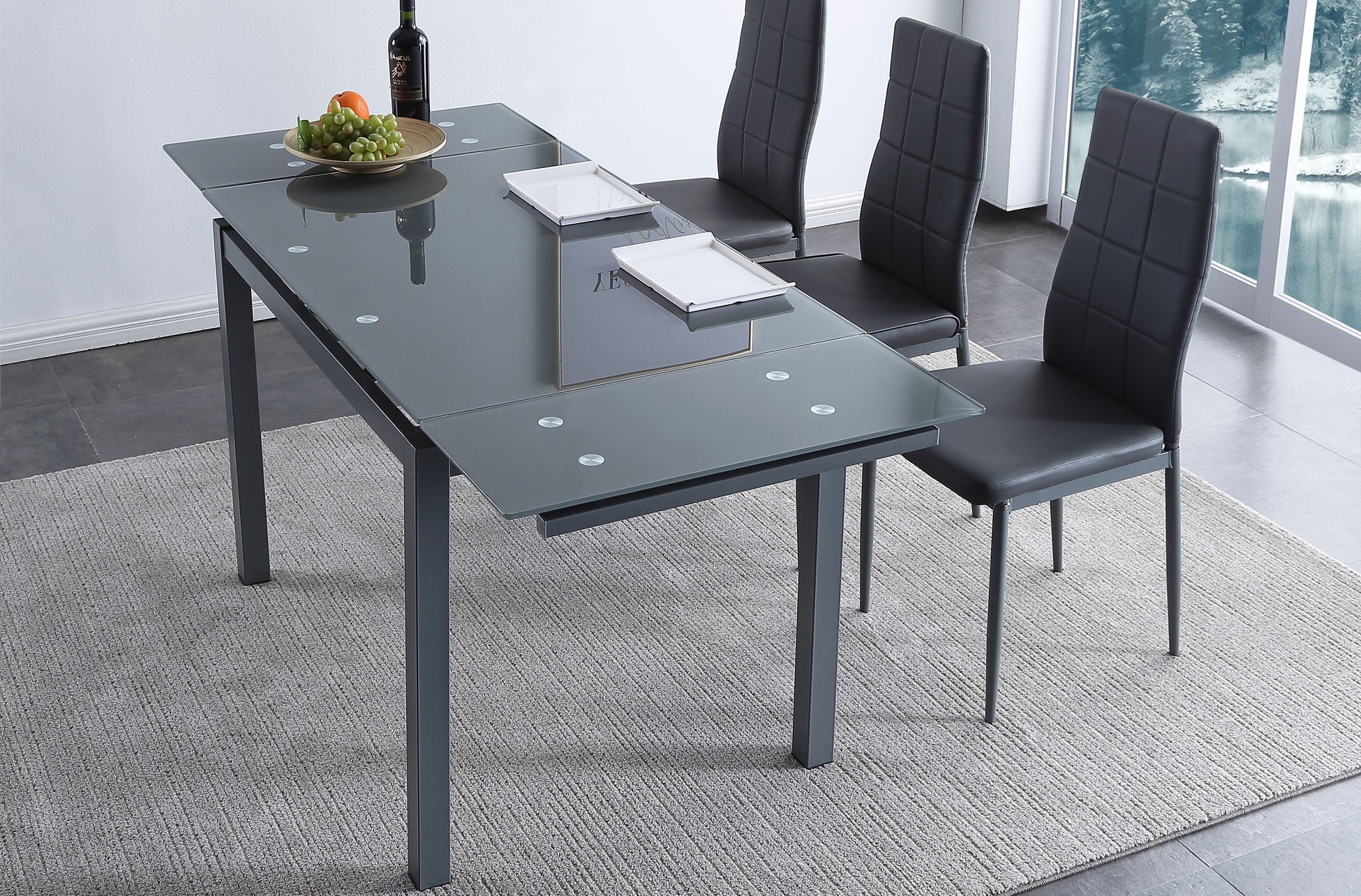 Mesa de comedor extensible Ives gris 110(170)x70x75cm