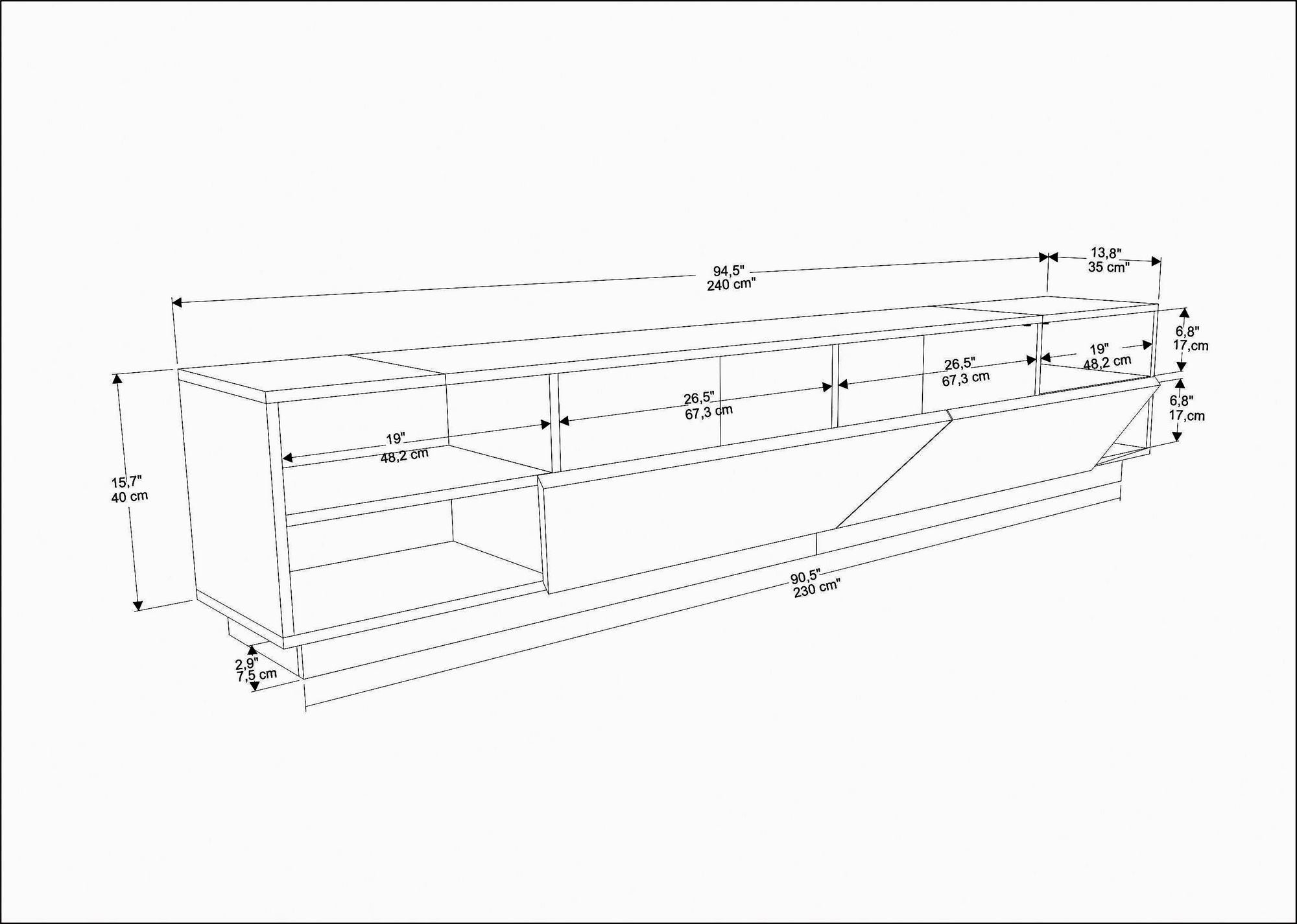 Mueble TV Randall Blanco 240x37x47cm