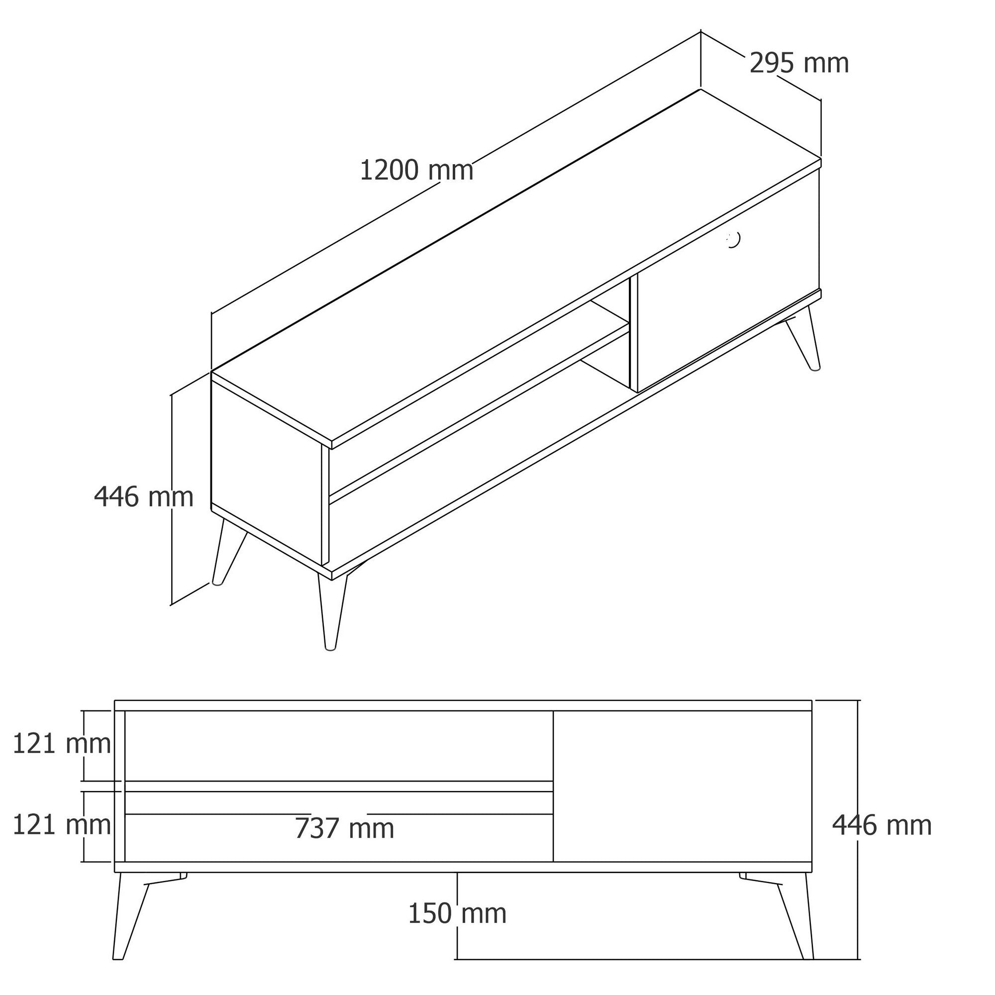 Mueble TV Astrid 120x30x45cm