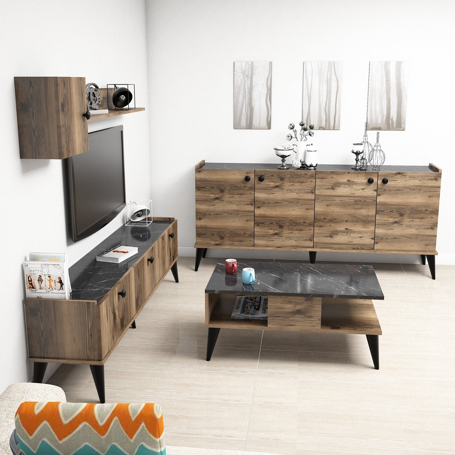 Pack muebles salón Novi marrón