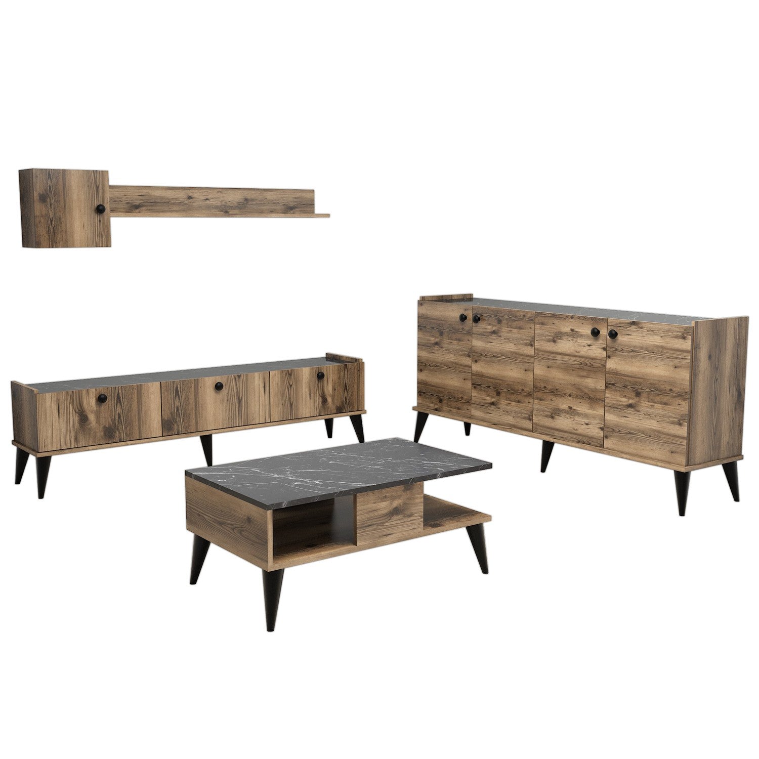 Pack muebles salón Novi marrón