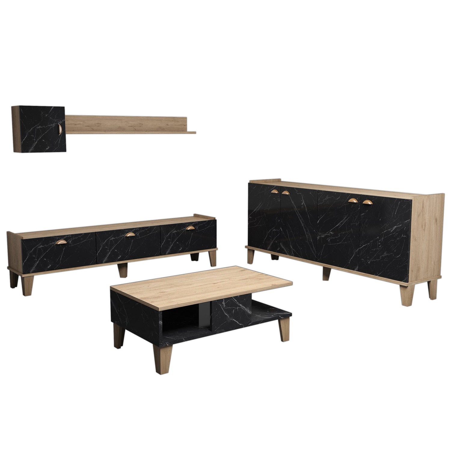 Pack muebles salón Novi negro