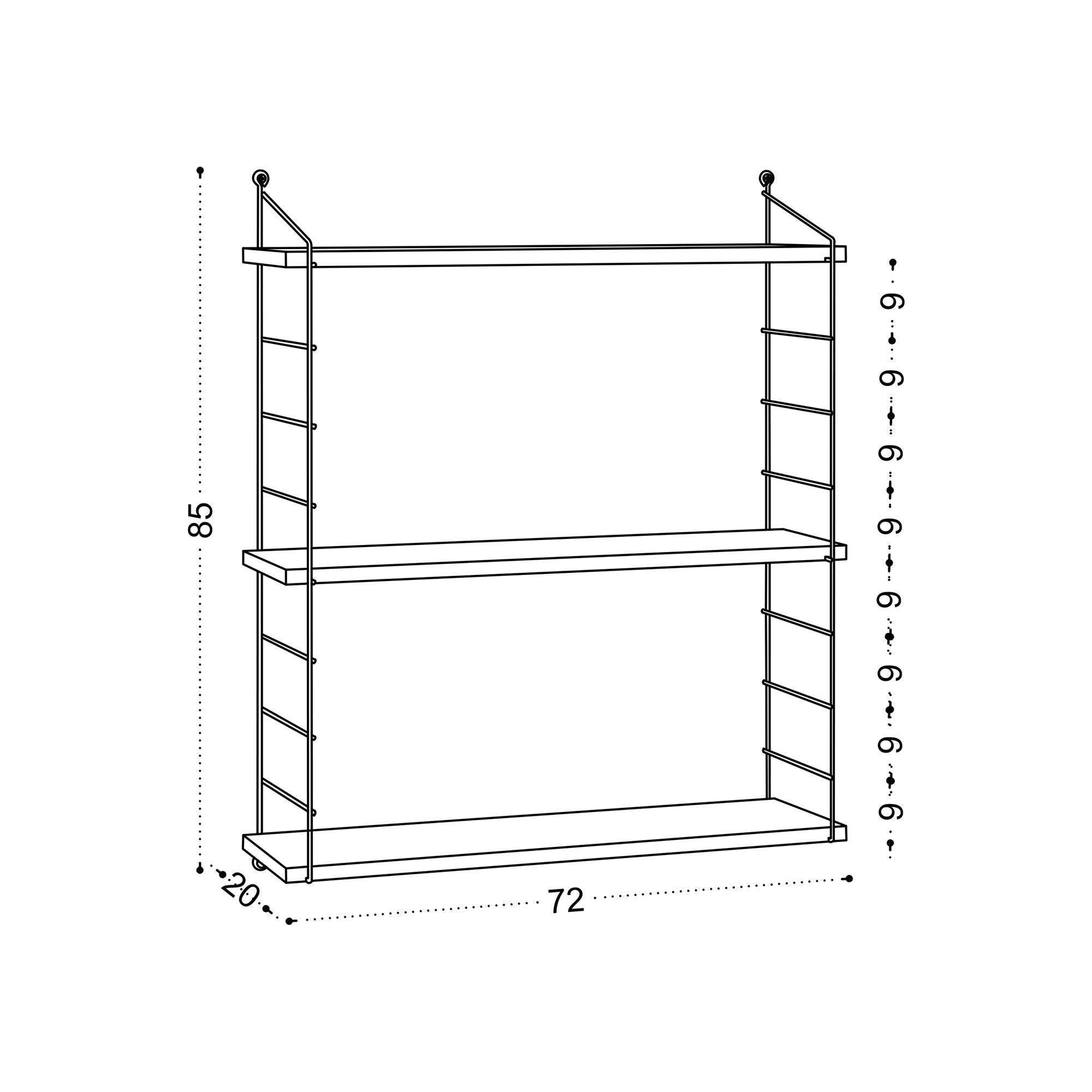 Estante de pared Gelemso 72x20x85cm