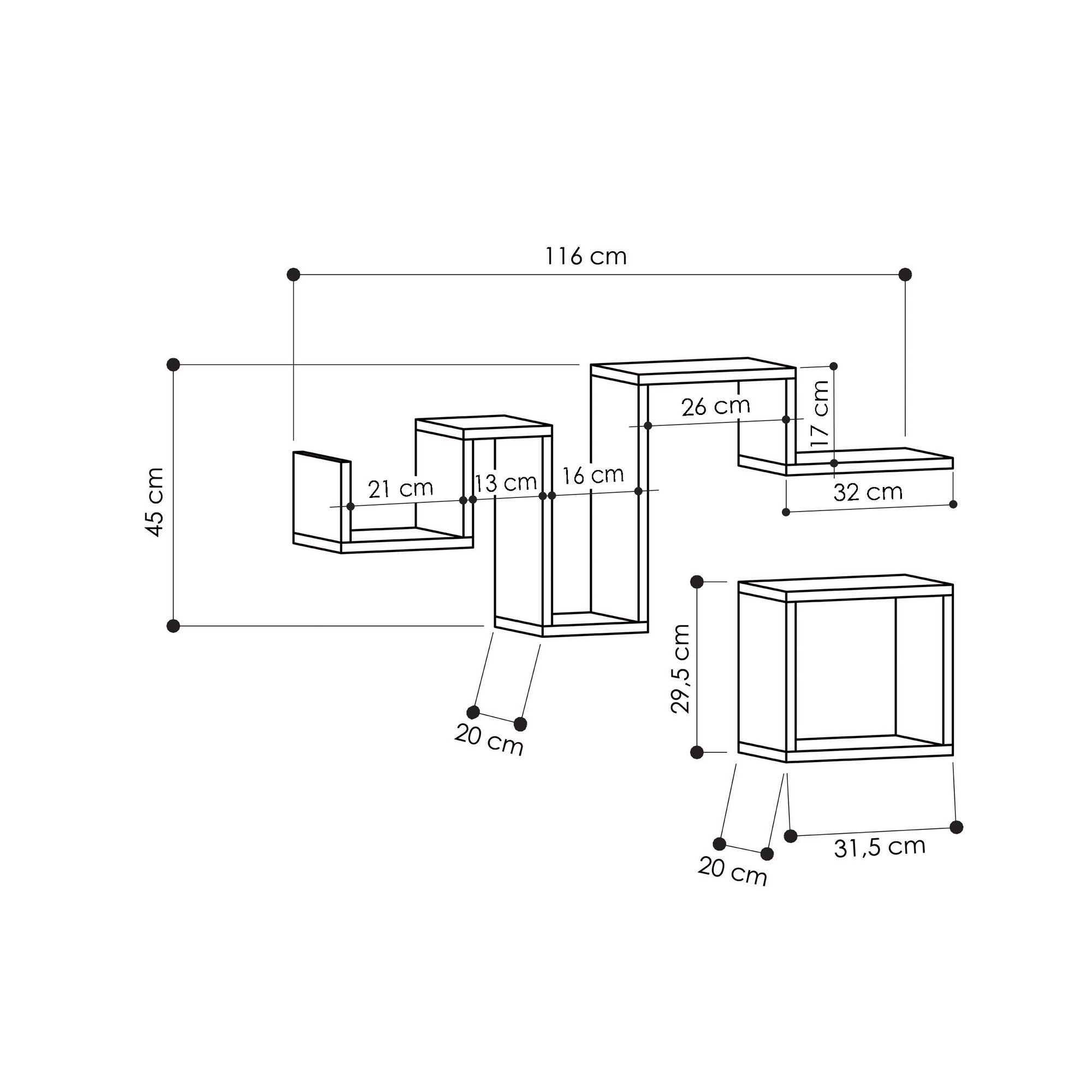 Set de estantes de pared Glenn