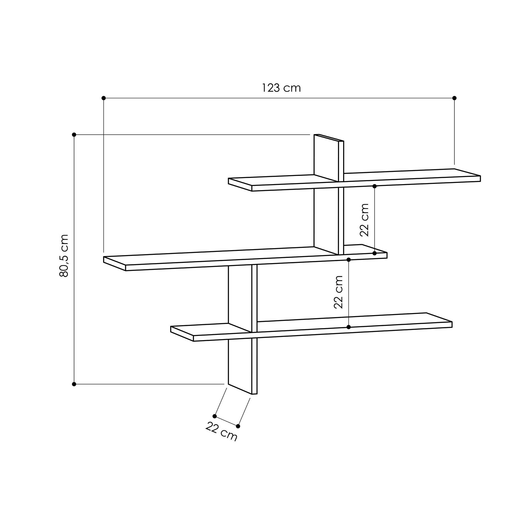 Estante de pared Eva Antracita 123x22x80cm