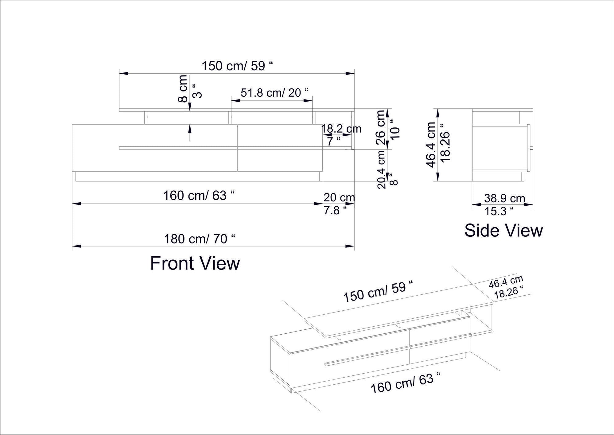 Mueble TV Silleda 180x39x46cm