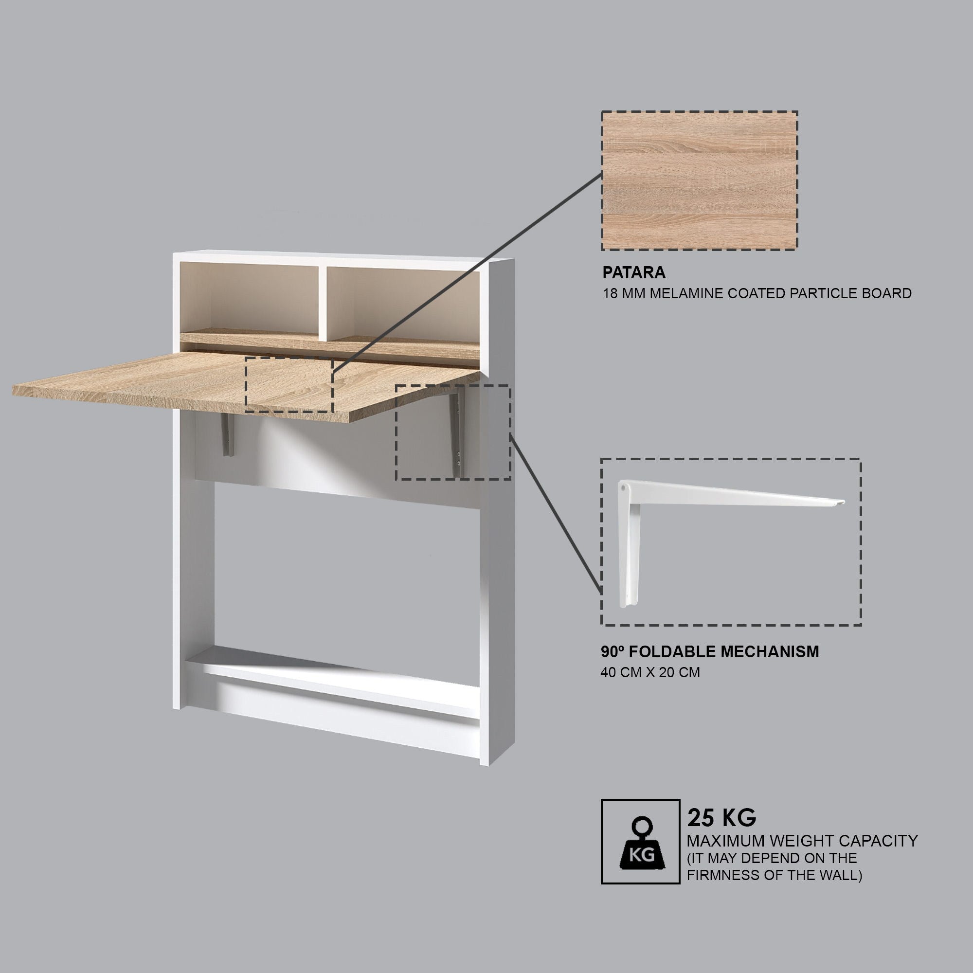 Mesa abatible Juli 70x15x96cm