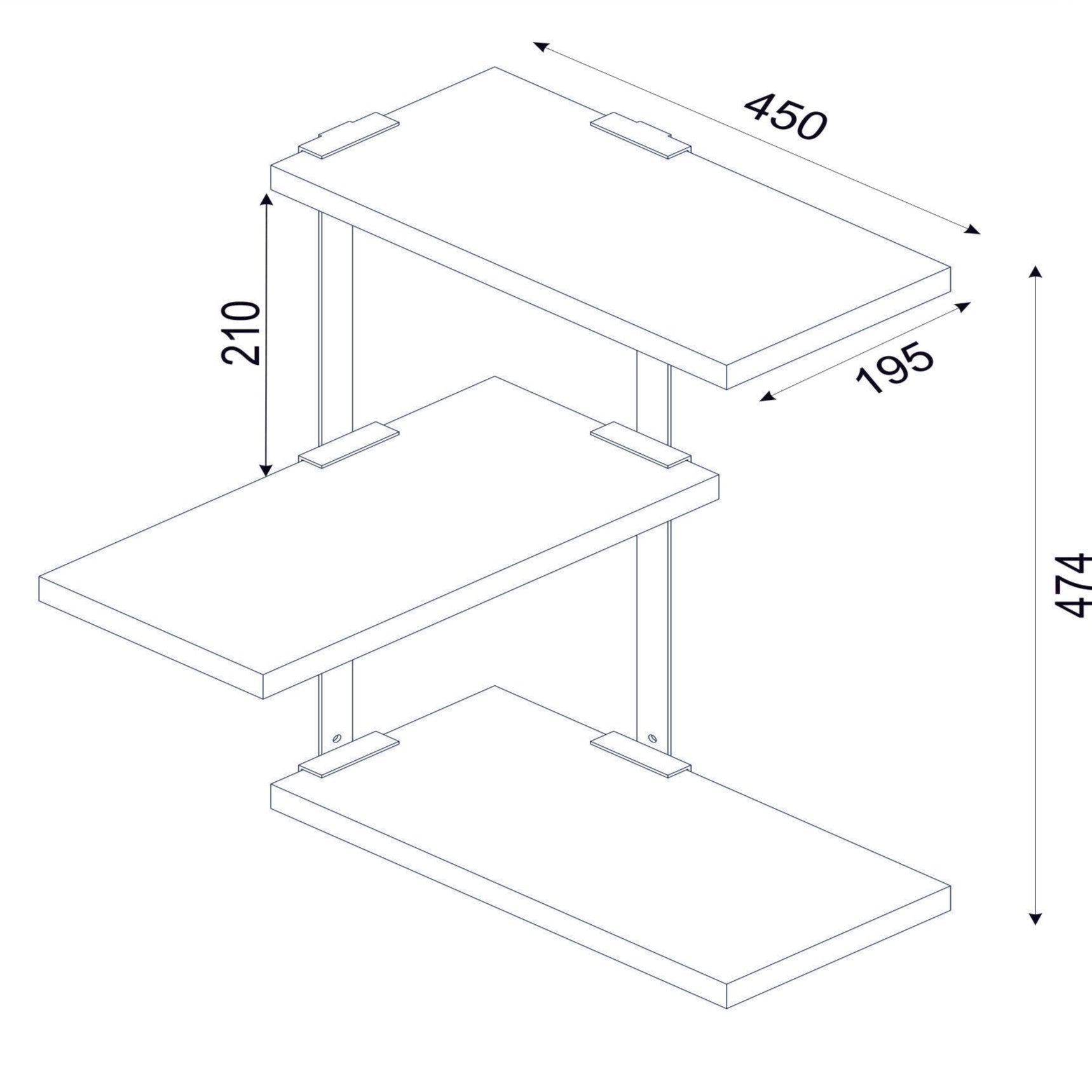 Estante de pared esquinero Ene 45x20x47cm